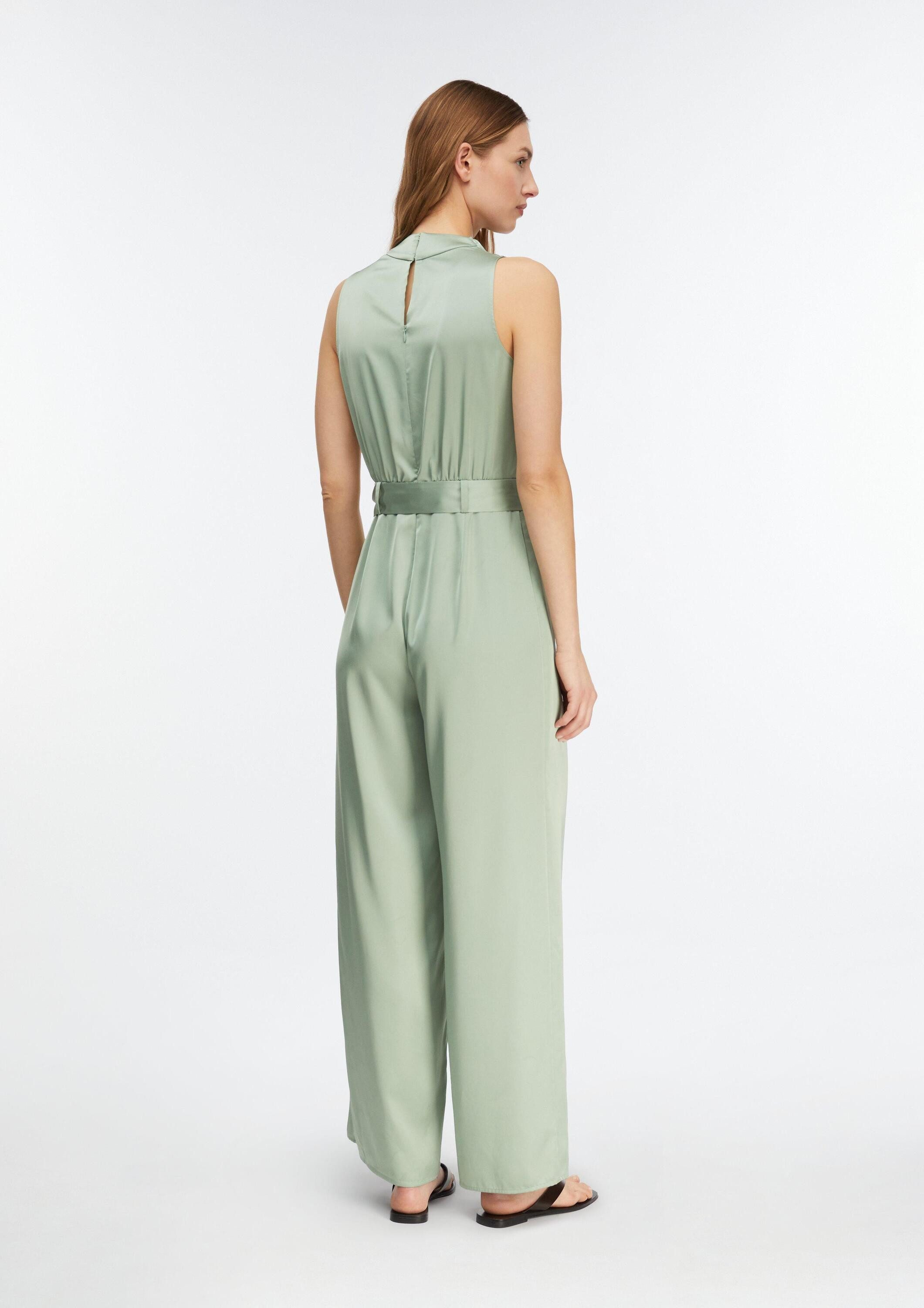 comma Jumpsuit Overall Satin-Jumpsuit mit drapiertem Ausschnitt