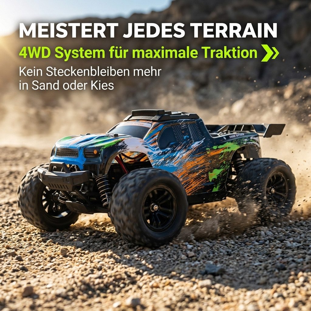 Rolipo RC-Auto RC-Auto 1/18 Ferngesteuertes Auto 2.4GHz, 4WD, 40km/h 1811 (1-tlg), 32-35 km/h Akku Offroad Truck mit Stoßschutz für Kinder & Erwachsene