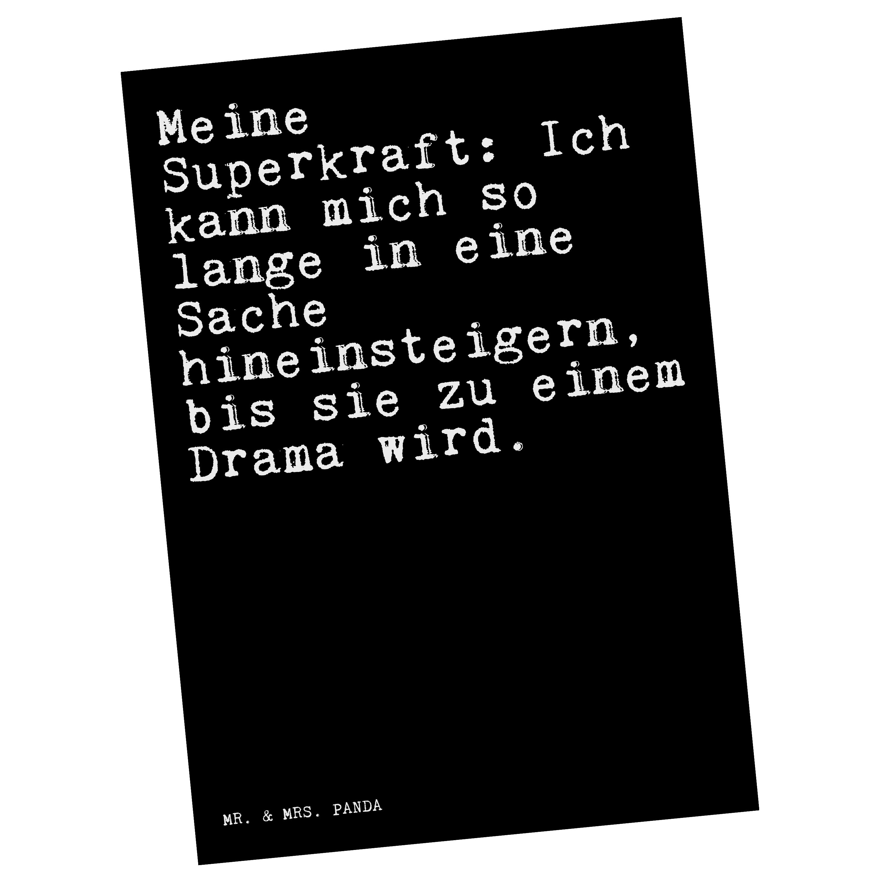 Mr. & Mrs. Panda Postkarte Meine Superkraft: Ich kann... - Schwarz - Geschenk, lustiger Spruch