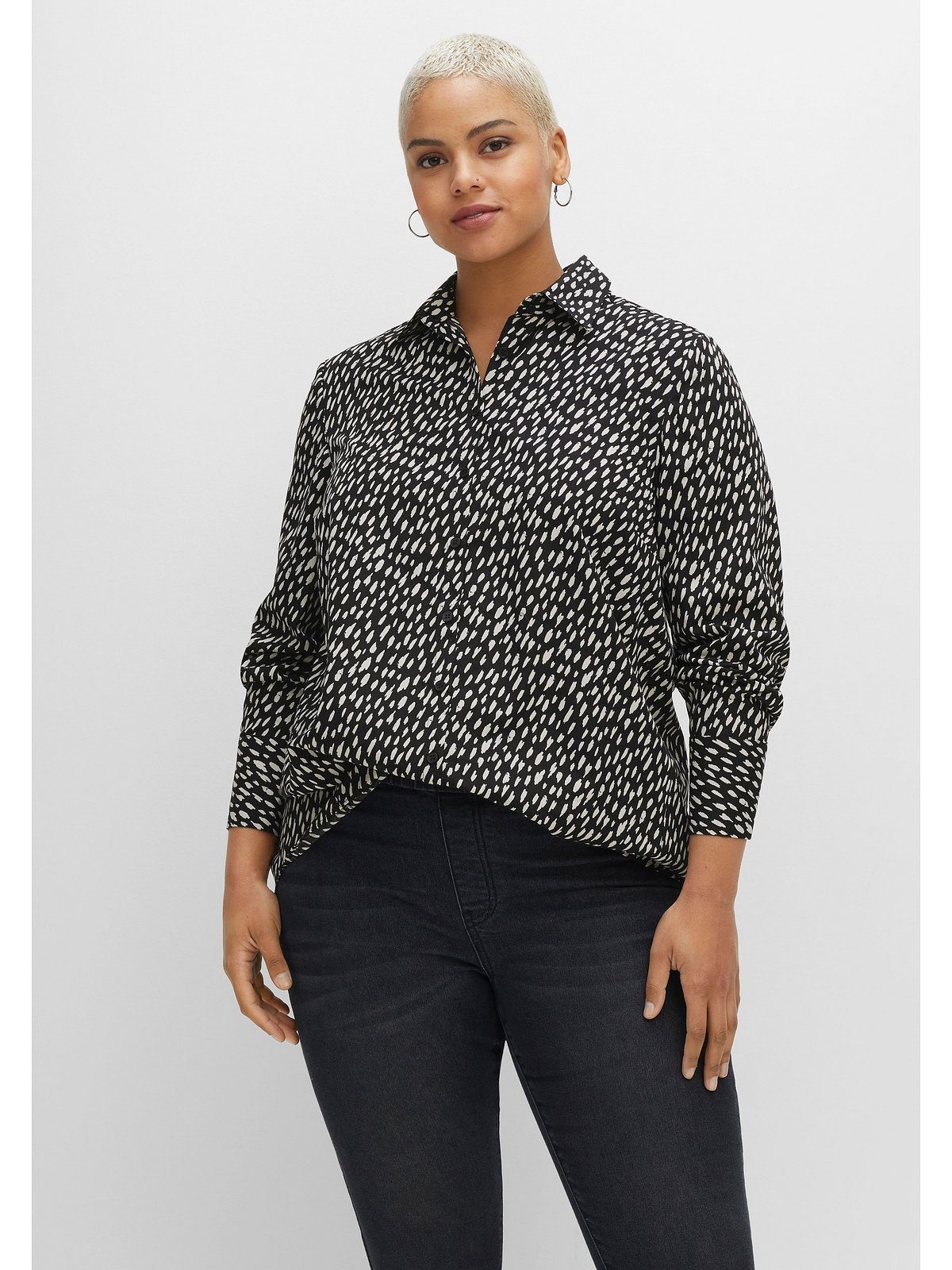 Popeline-Qualität Alloverdruck, Hemdbluse Größen Große mit Sheego aus