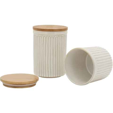 Home affaire Aufbewahrungsdose Bucksville (Set, 2 St), mit Holzdeckel, Höhe 15,5 / 11,5 cm, Ø je 11 cm