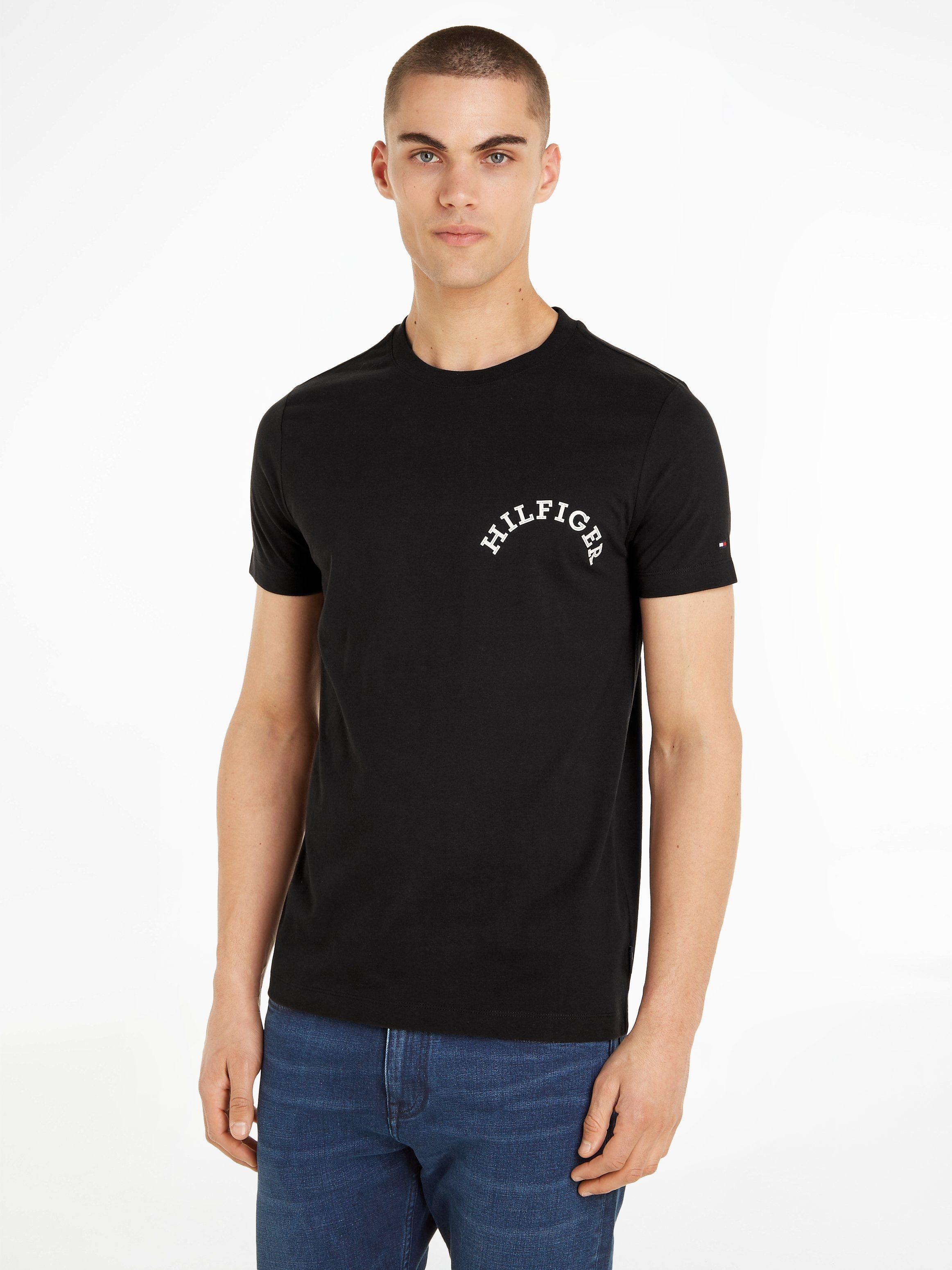 Tommy Hilfiger T-Shirt MONOTYPE BACK PRINT mit Logo-Druck auf der Brust Black
