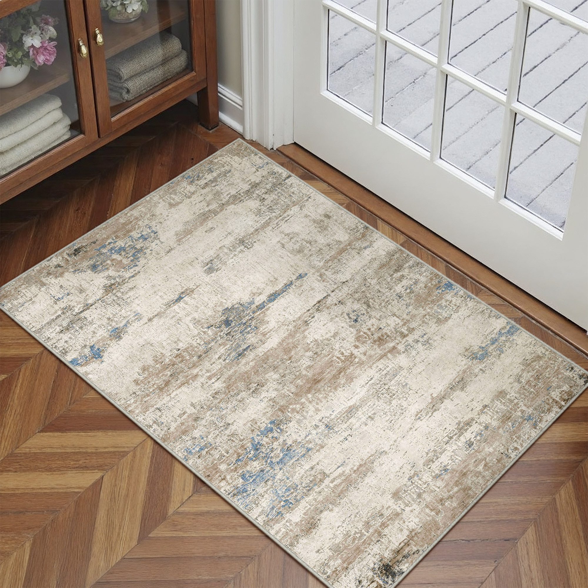 PURECOZY Teppich Kurzflor, Abstrakter Stil, Rutschfest und Waschbar, rechteckig, Höhe: 6.1 mm, geeignet für verschiedene Innenräume, 60x90 cm