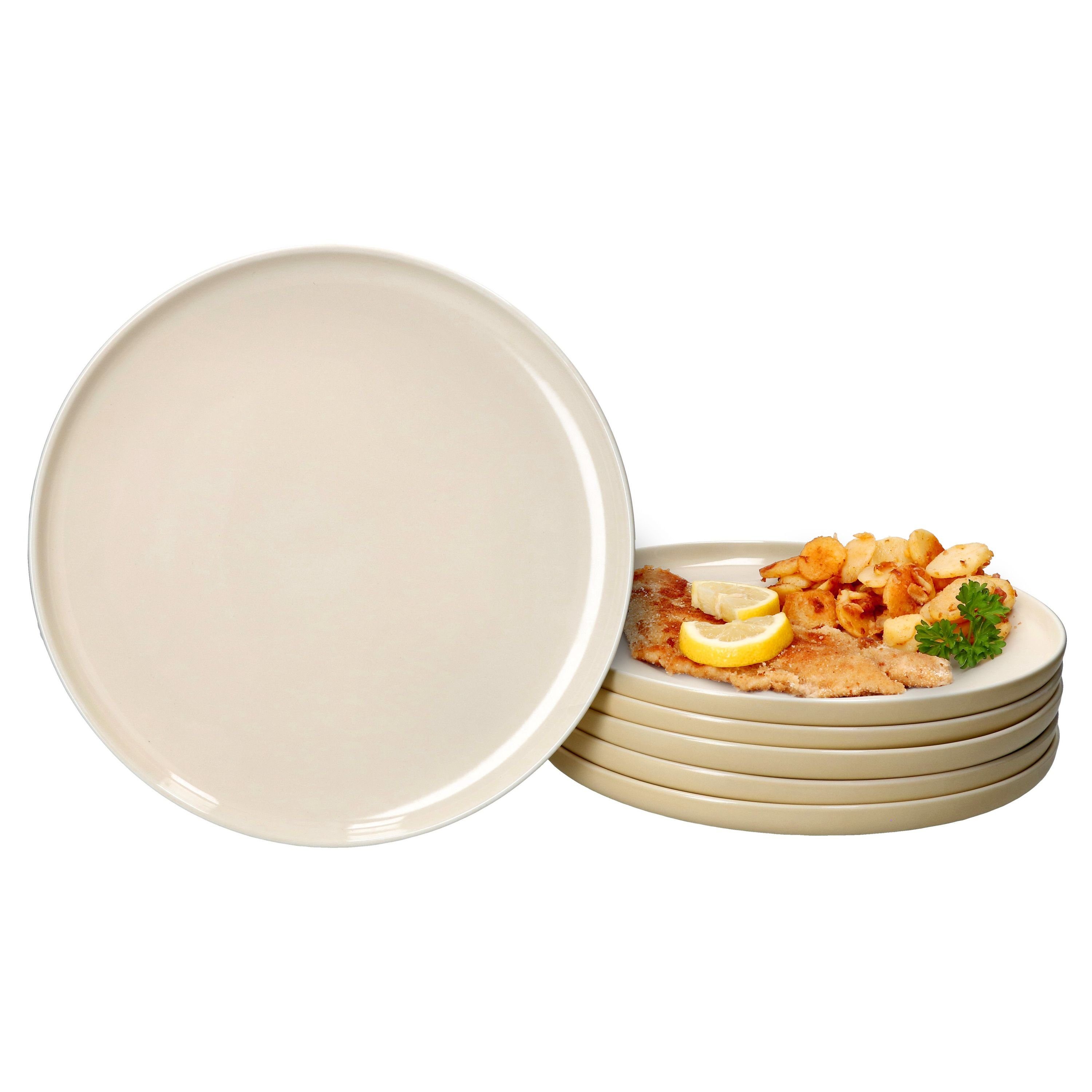 Ritzenhoff & Breker Speiseteller Ritzenhoff 6x Jasper Speiseteller Vanille Steingut 6 Personen