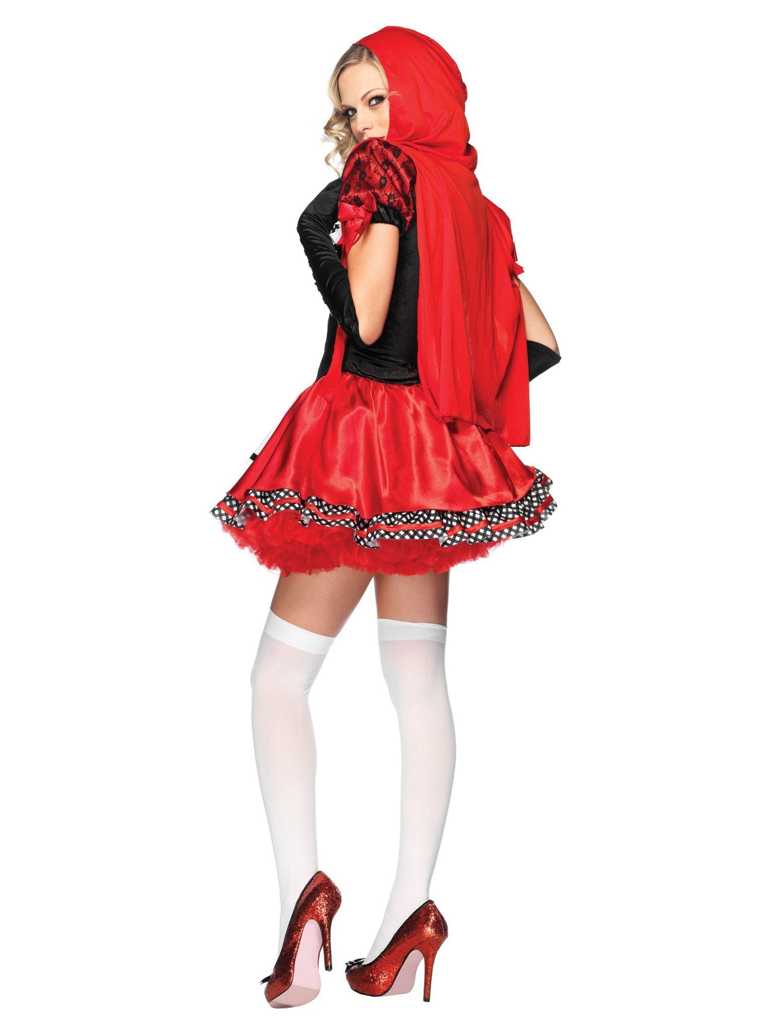 Leg Avenue Kostüm freches Rotkäppchen Karneval Faschingskostüm Damen, Verführerisches Märchenkostüm in rot-schwarz