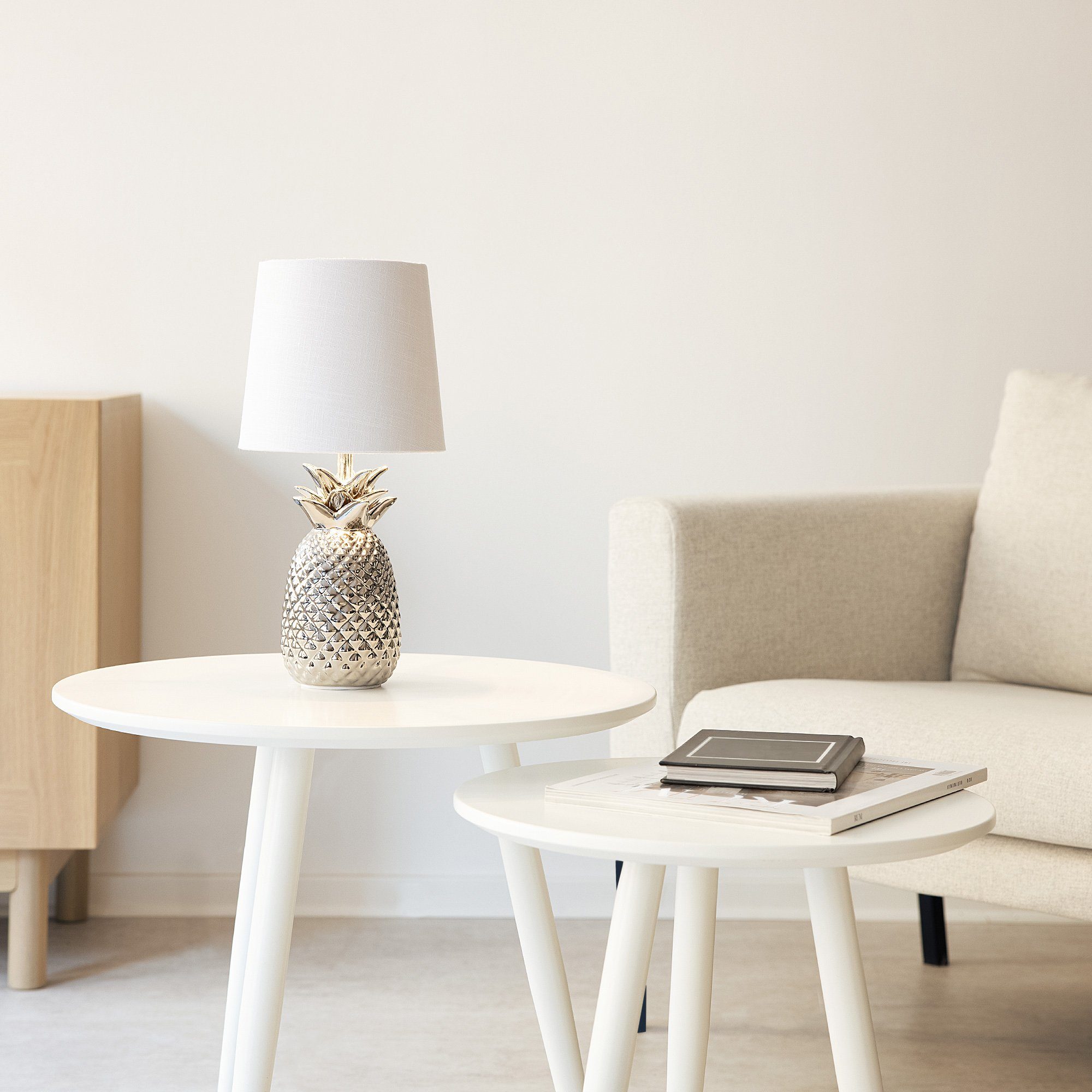 Navaris Lampenschirm 2x Lampenschirm Tischlampe E14 rund - 15,2cm - Weiß Si günstig online kaufen