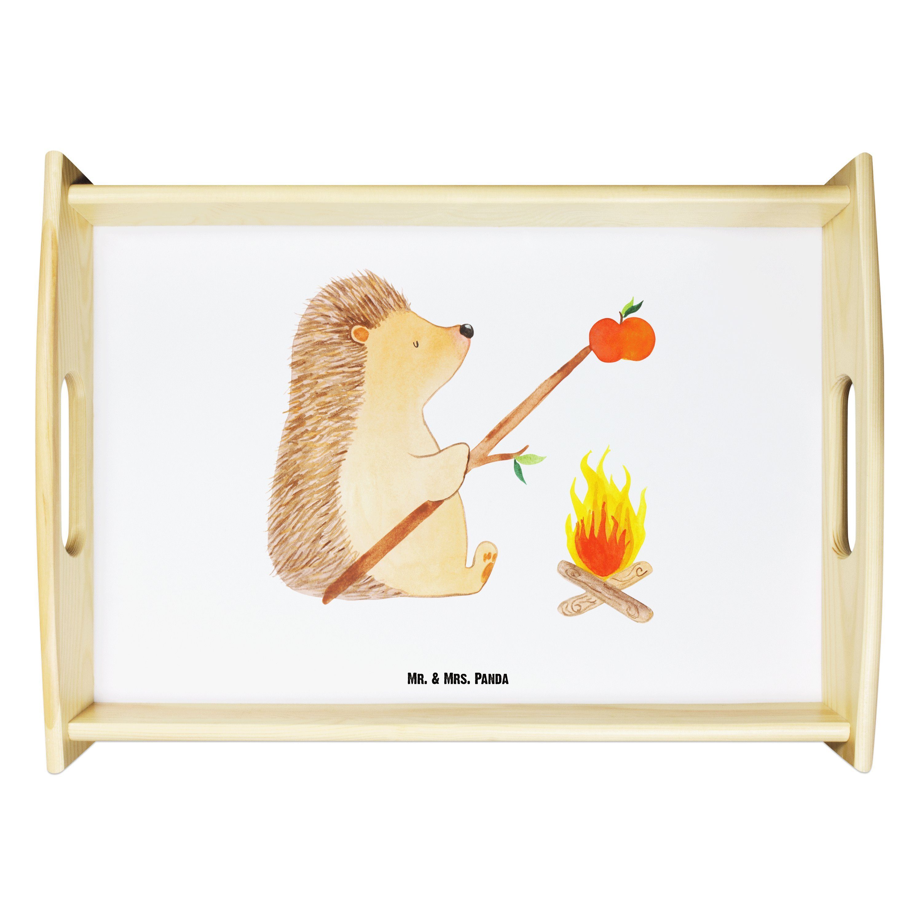 Mr. & Mrs. Panda Tablett Igel grillt - Weiß - Geschenk, Holztablett, arbeitslos, lustige Sprüc, Echtholz lasiert, (1-tlg)