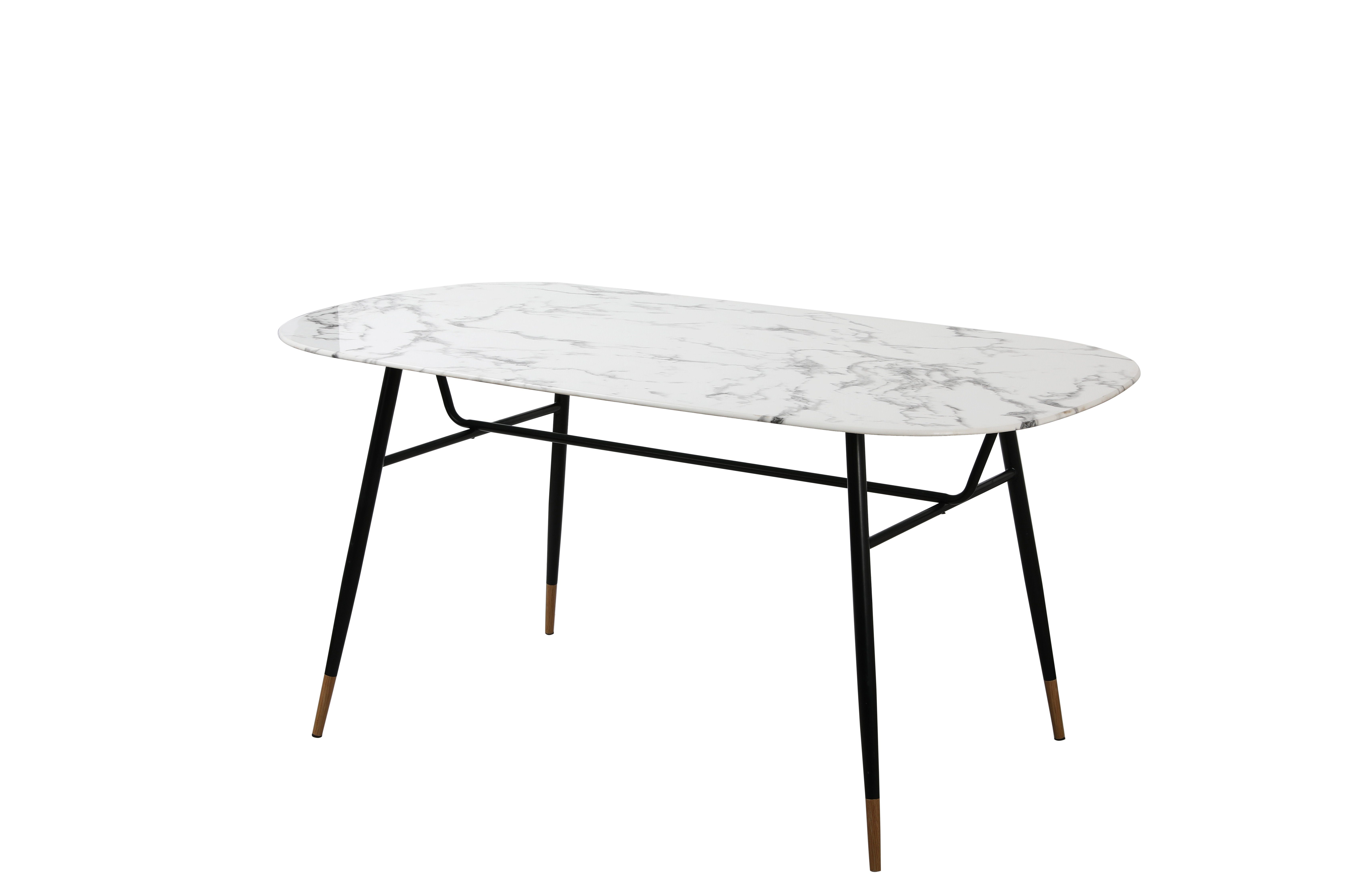 TPFLiving Esstisch LARS - Esszimmertisch - Platte Glas in Marmor-Optik (Hochwertiger Küchentisch mit stylischem 4-Fuß-Gestell, 1-St., Designertisch, weiß, Beine schwarz), Tisch Esszimmer - Maße (BxHxT): 160x77x90 cm - Plattenstärke: 1 cm