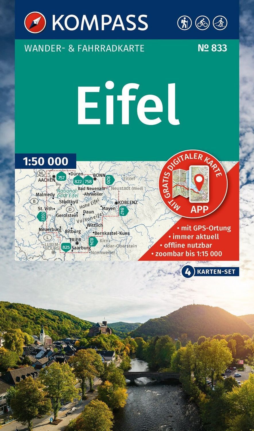 KOMPASS Wanderkarten-Set 833 Eifel (4 Karten) 1:50.000 / diverse