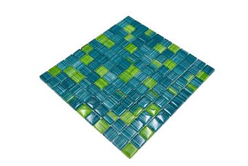 Mosani Mosaikfliesen Glasmosaik Mosaikfliese Style Flaschen grün türkis kiwi Küche