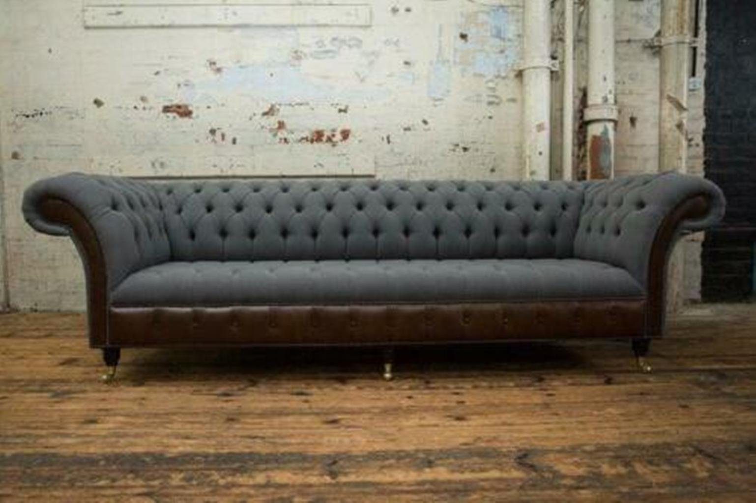 JVmoebel Chesterfield-Sofa, Chesterfield Textil Luxus Design Sofa Polster Klassische Couch