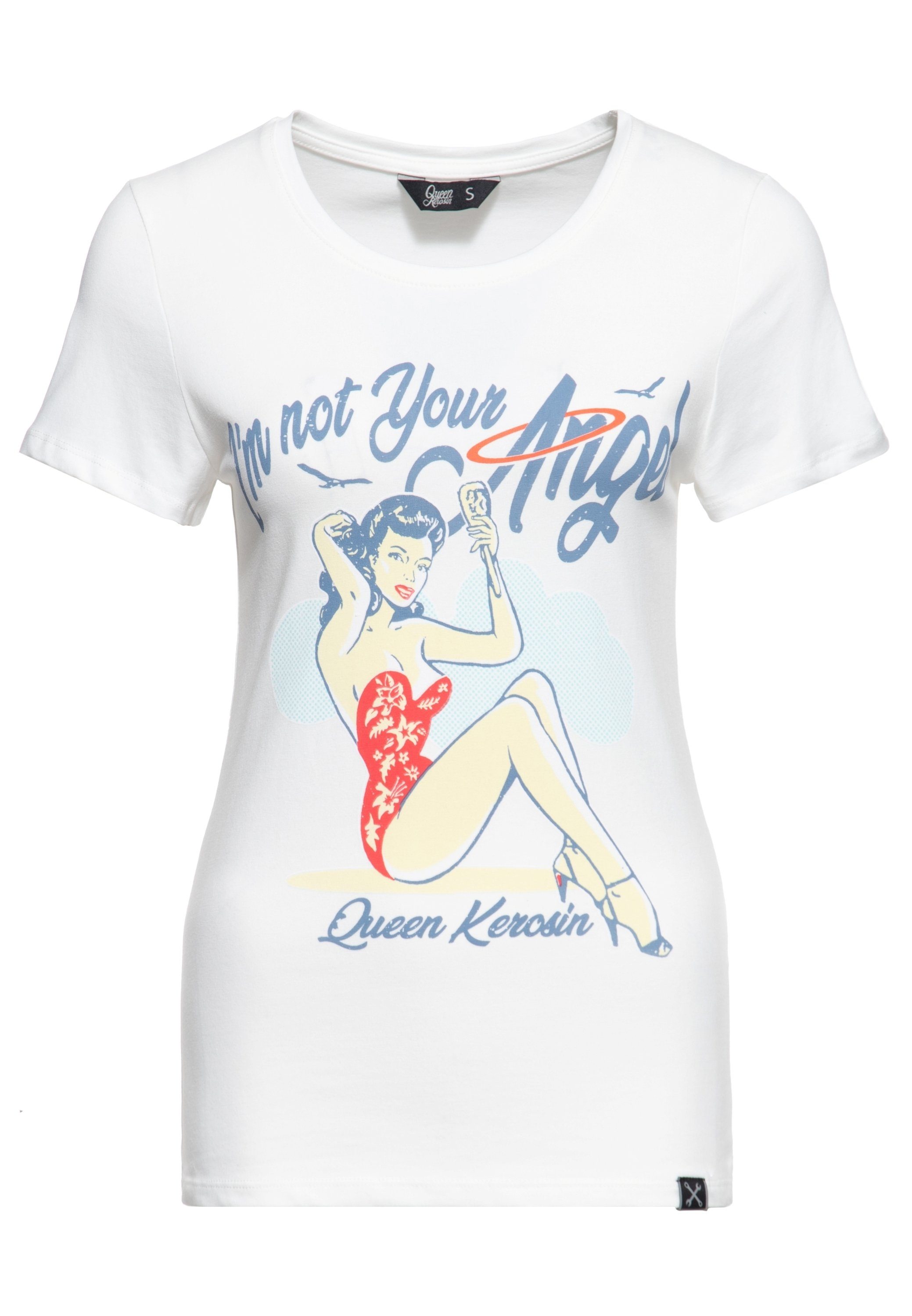 QueenKerosin Print-Shirt I´m not your Angel (1-tlg) mit Front Print im Vintage Design offwhite | T-Shirts