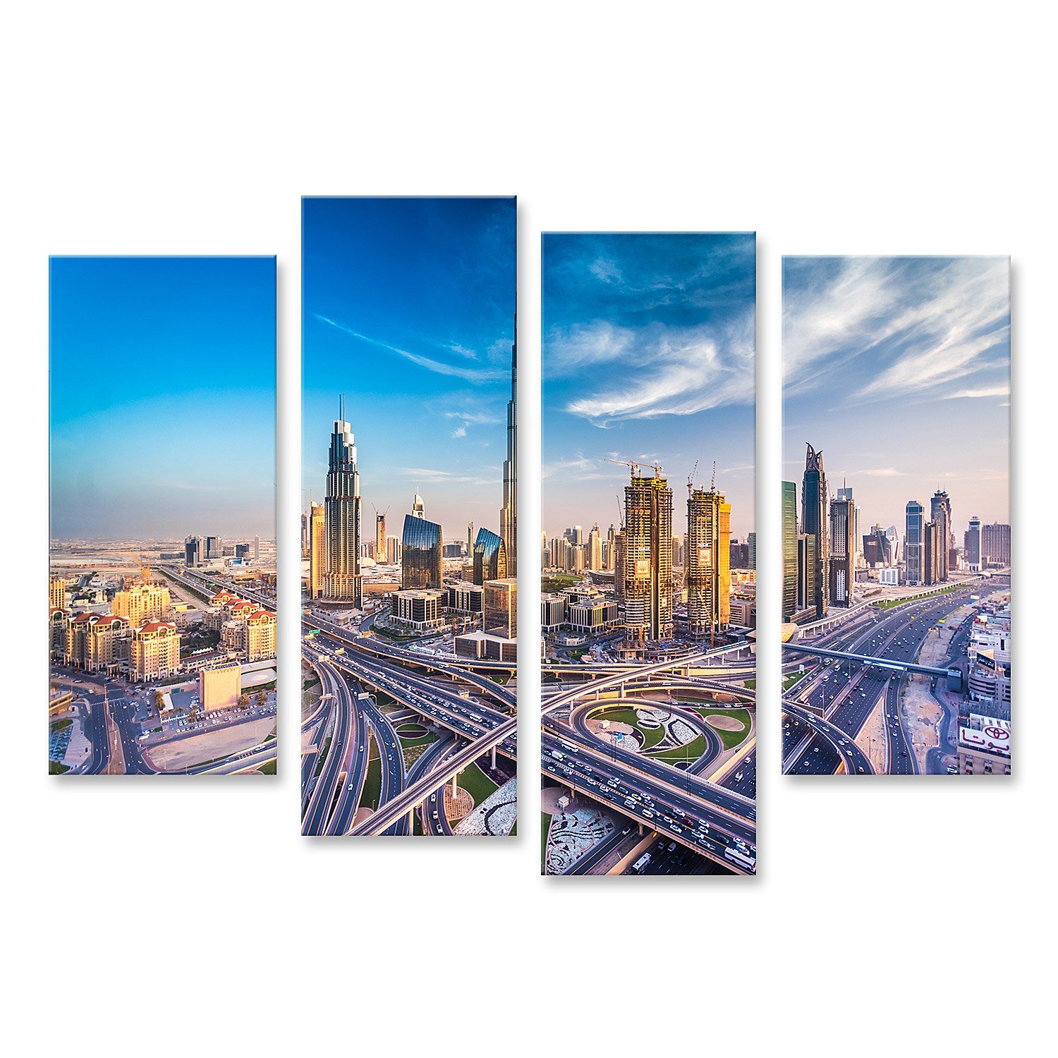 Leinwandbild Bild auf Leinwand Dubai Skyline mit schönen Stadt in der Nähe von sein