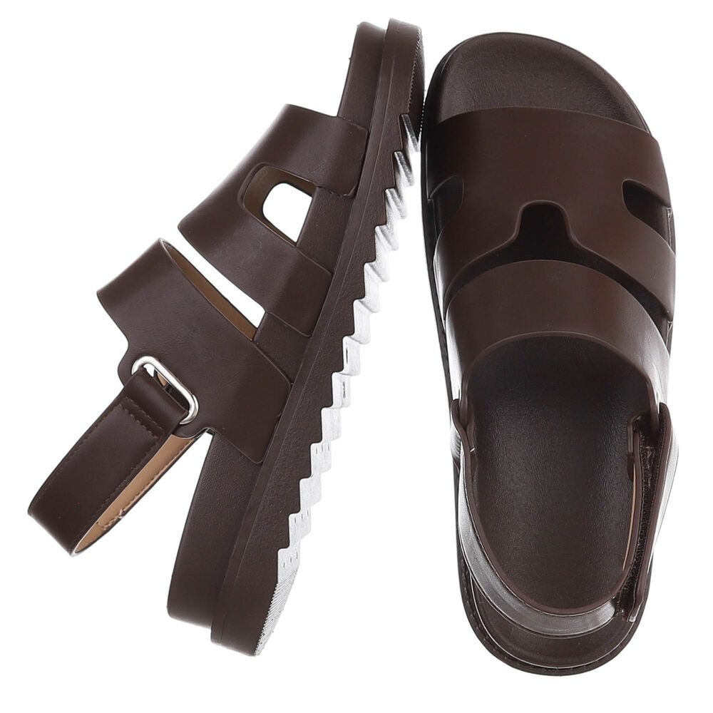 Ital-Design Bequeme Damen Sandalen mit verstellbarem Riemen Riemchensandalette (91512338) Keilabsatz/Wedge Keilsandaletten in Braun – Bild 2 von 5
