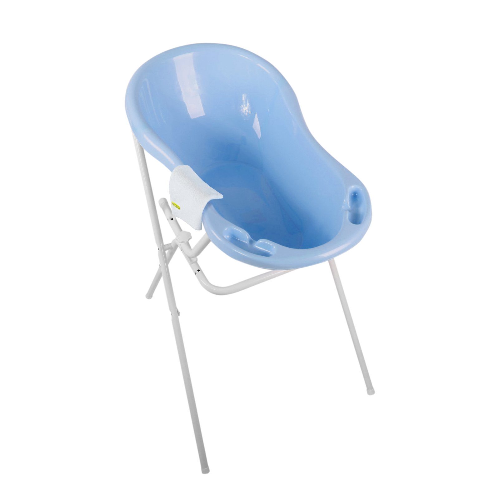 KiNDERWELT Babybadewanne Babywanne blau 84 cm + Ständer + Waschhandschuh, (3er Set)