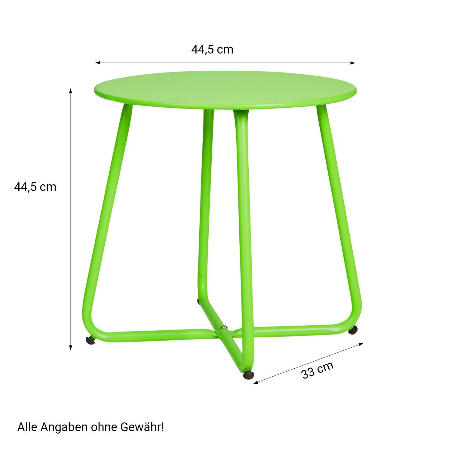Homestyle4u Beistelltisch Gartentisch Rund Metall Balkontisch Tisch Kaffeetisch 45 cm, Grün