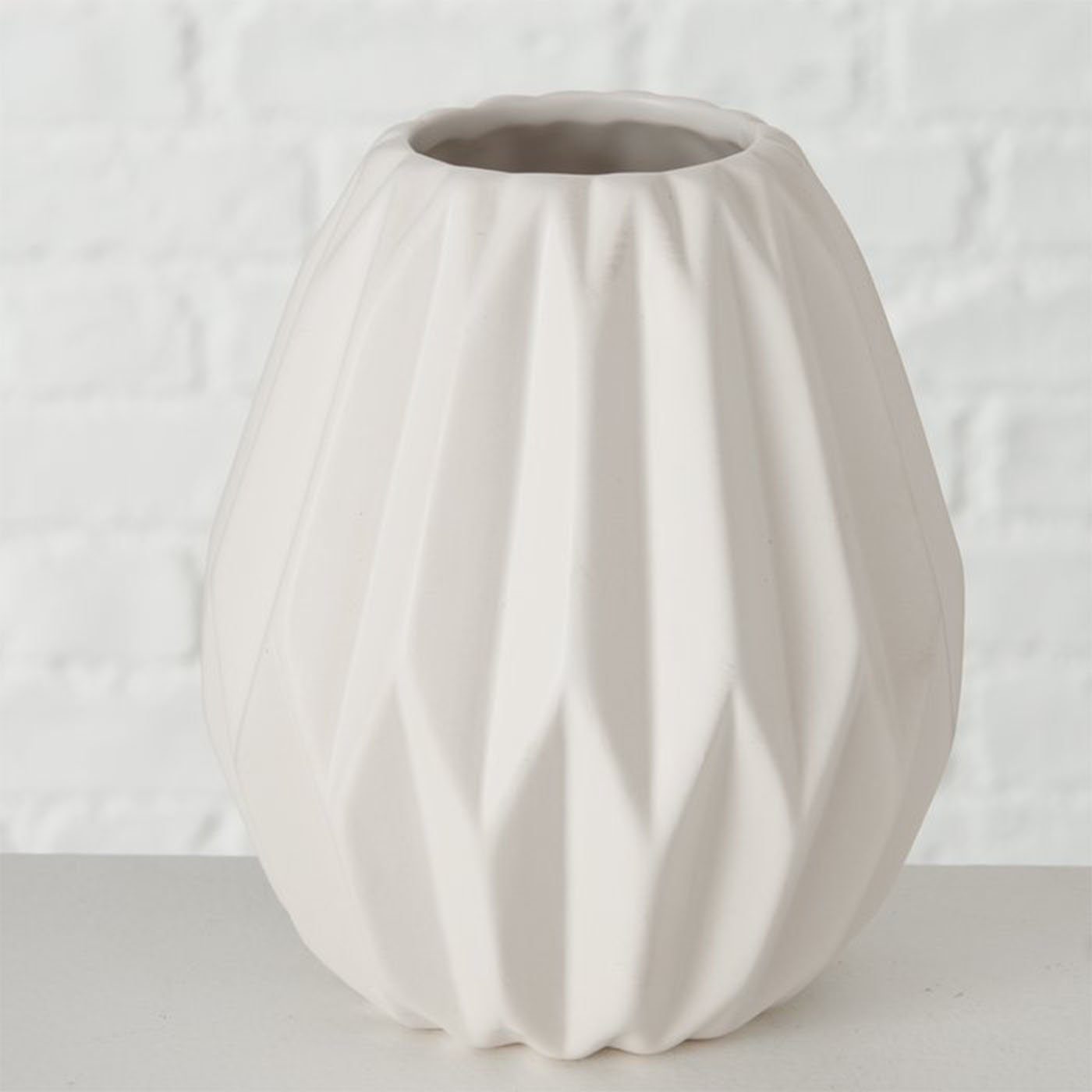 Vase Tischvase 2er aus Grün Keramik BOLTZE Set Deko Gemometrisches Matt Design