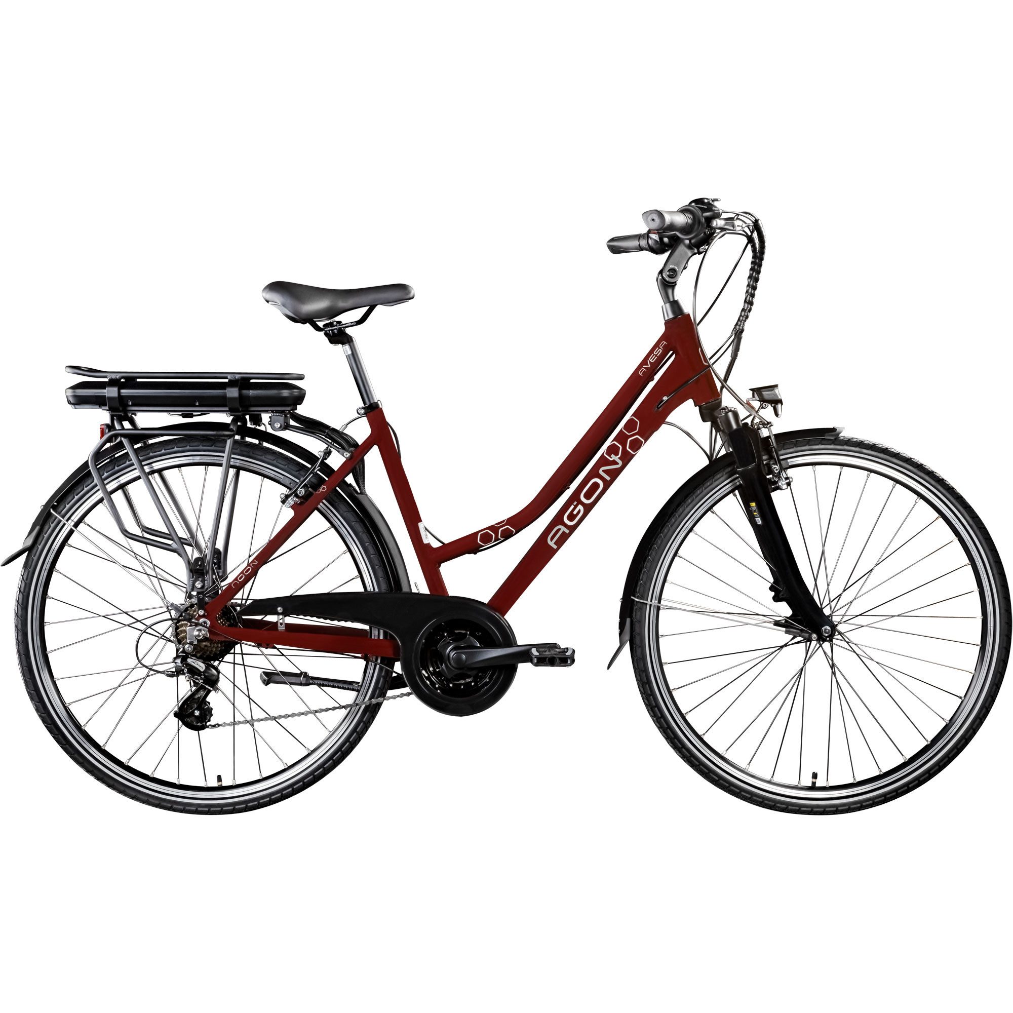 AGON E-Bike Trekkingrad Avesa, 21 Gang, Kettenschaltung, Heckmotor, 374 Wh, Pedelec, Elektrofahrrad für Damen u. Herren