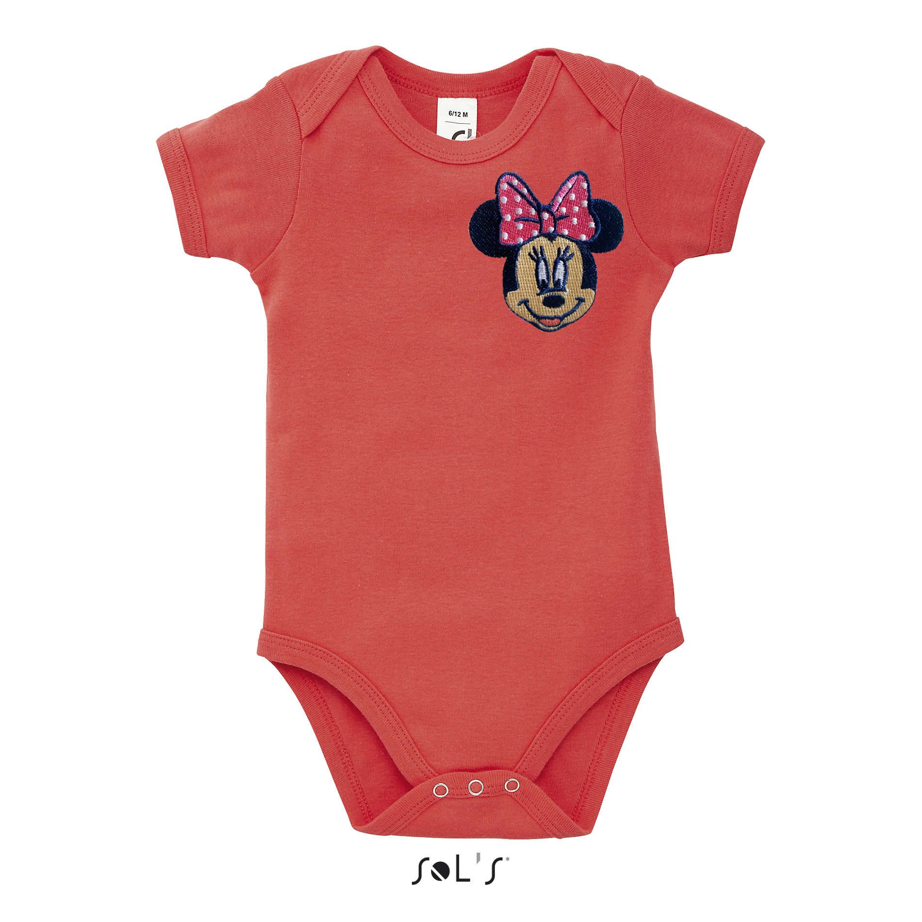 Strampler Minnie Maus Baby Body Kurzarm aus Baumwolle mit Disney Stickerei Motiv