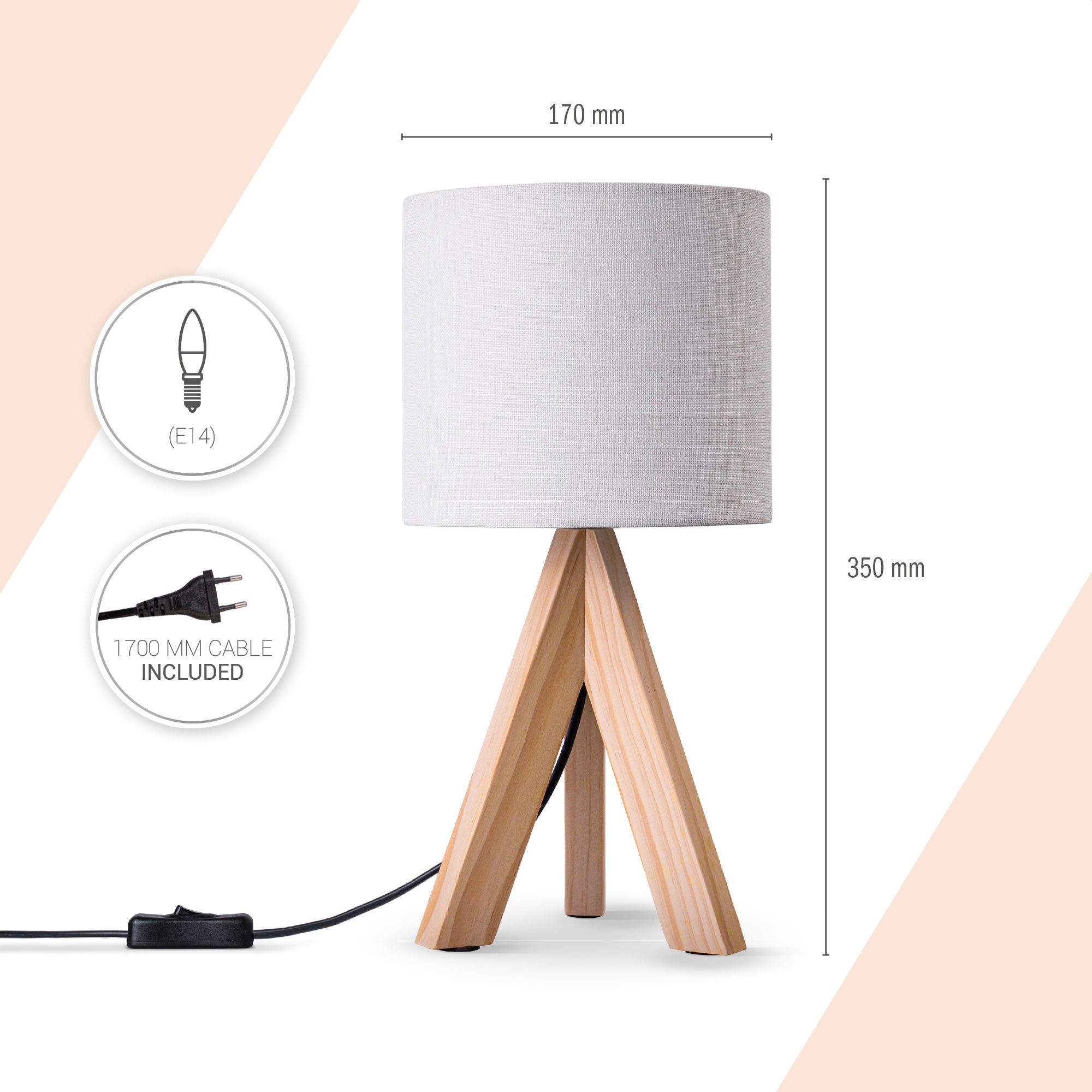 Paco Home Tischleuchte BAJO CANVAS UNI COLOR, ohne Leuchtmittel, Dreibein m günstig online kaufen