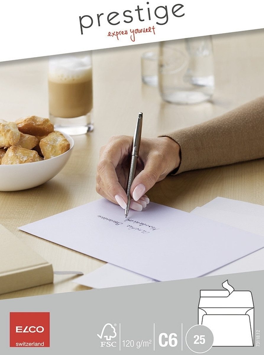 ELCO Briefumschlag Конверты Prestige C6 hochweiß Haftklebung 120g/qm VE=25 Stück