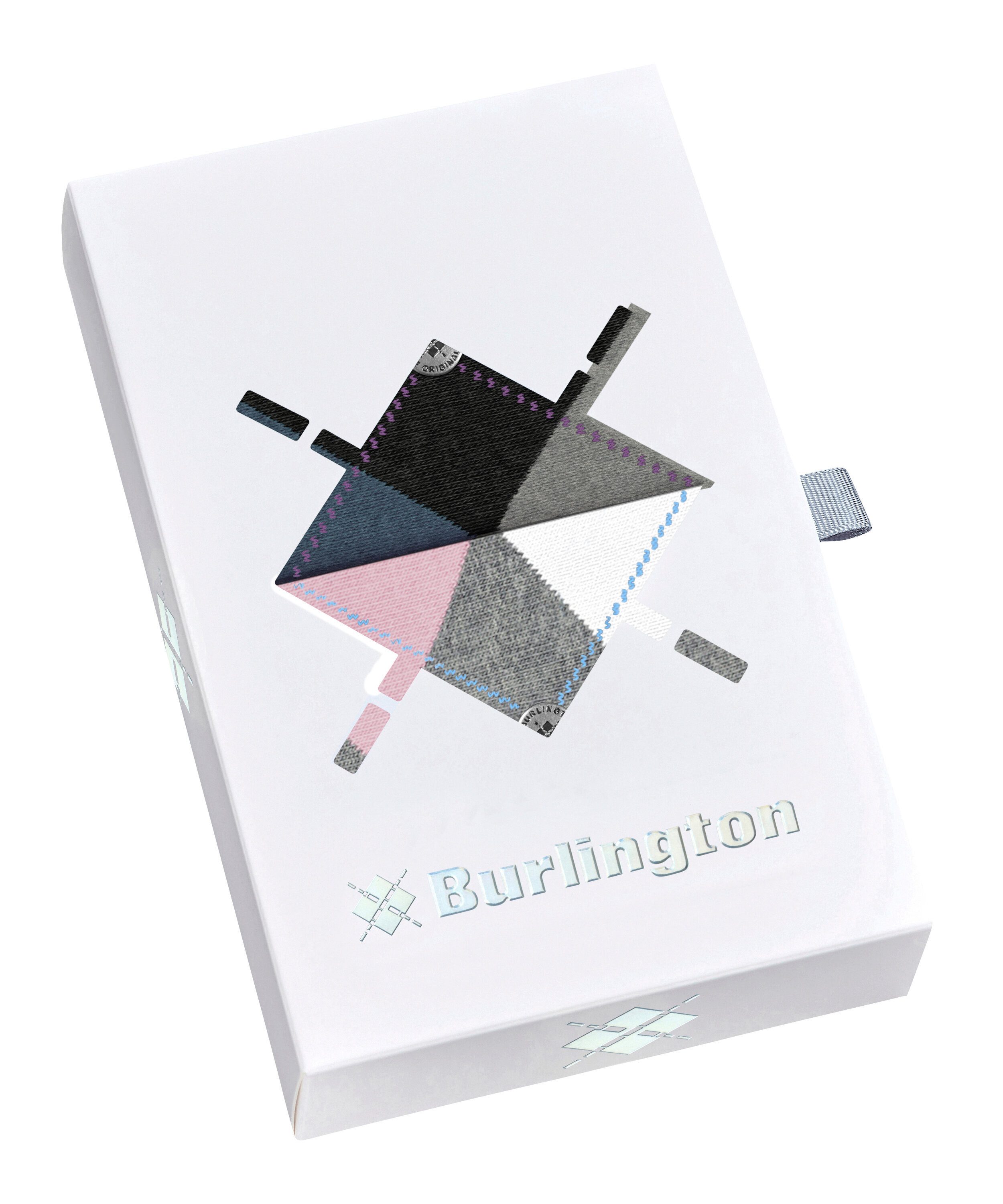 Burlington Socken Basic Gift Box (2 Paar) Gift-Box, Argyle-Design, Burlington-Clip, Einheitsgröße 36-41