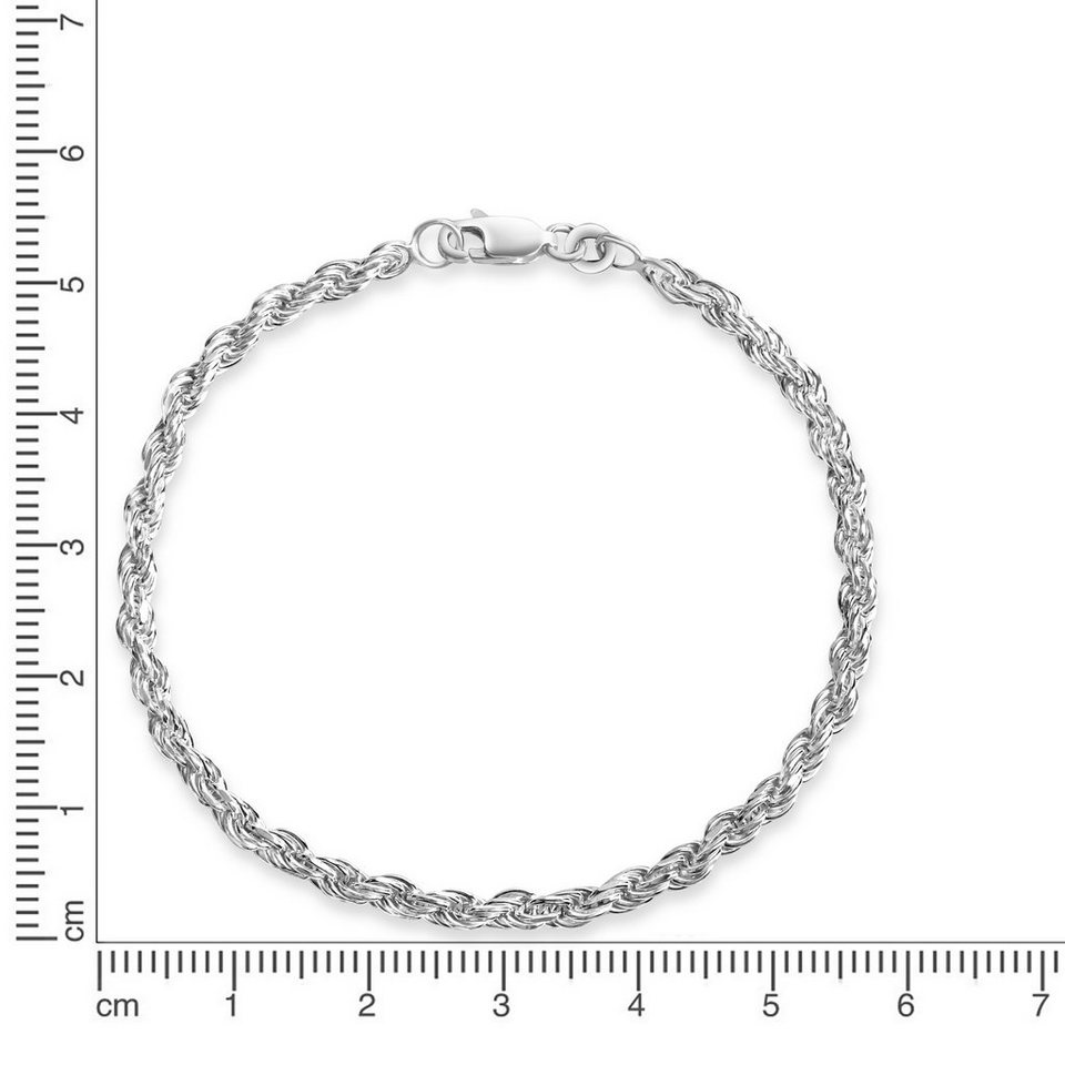 Vivance Armband 925/- Sterling Silber Kordel 21 cm, Elegantes Kordelarmband  aus 925/- Sterling Silber