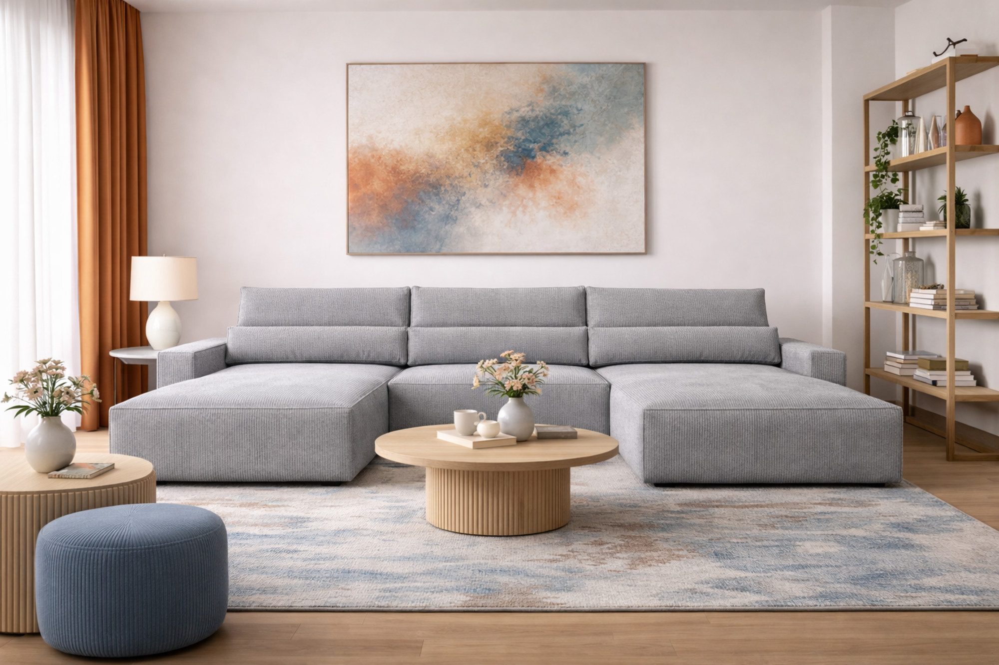 MOEBLO Wohnlandschaft DENVER U, Eckcouch aus Cordstoff Ecksofa U-Form Cord günstig online kaufen