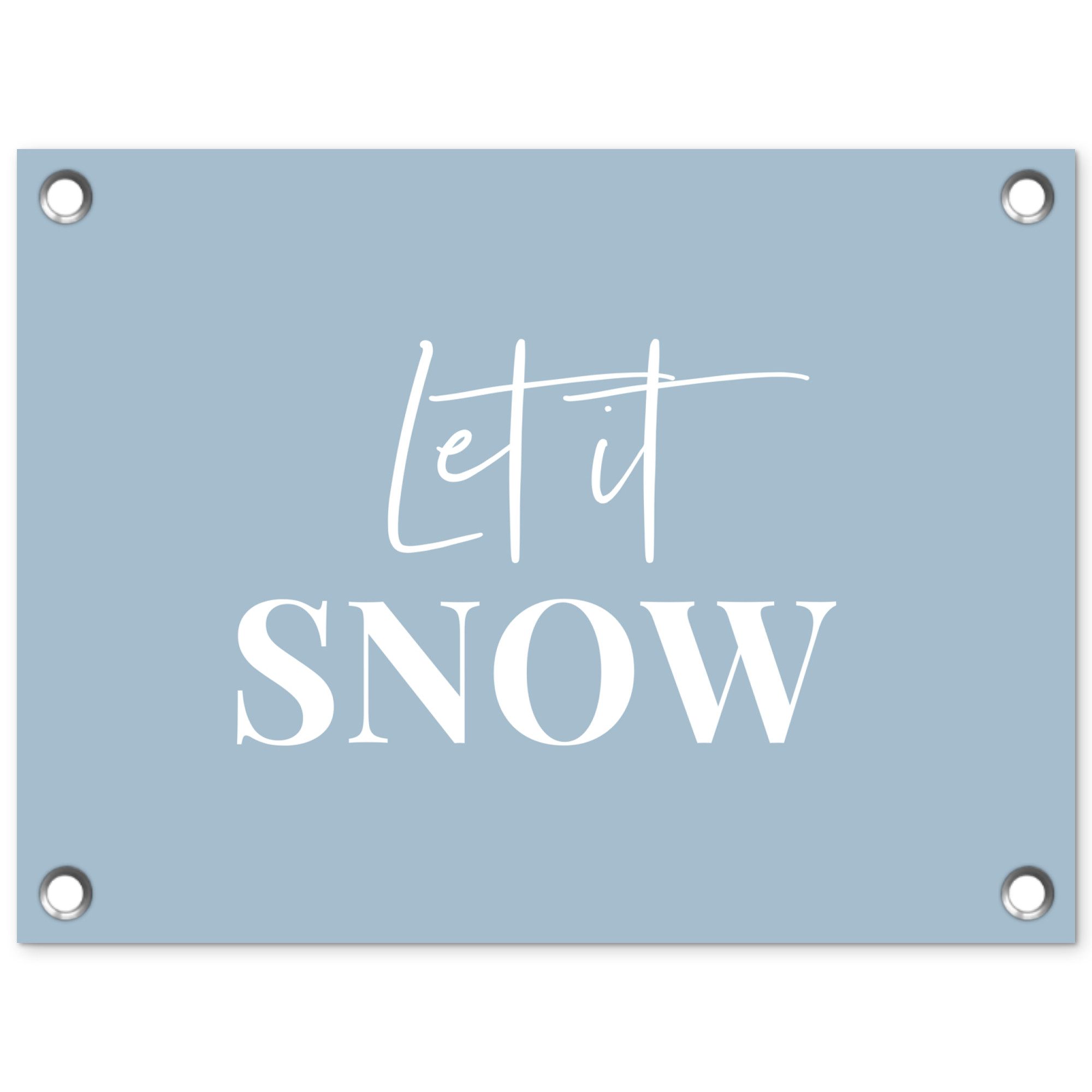 OnlyWow Poster für Garten Schnee - Winter - Blau - Lass es schneien, Gartenposter, Outdoor Bilder, Gartendekoration Bild, 40x30 cm