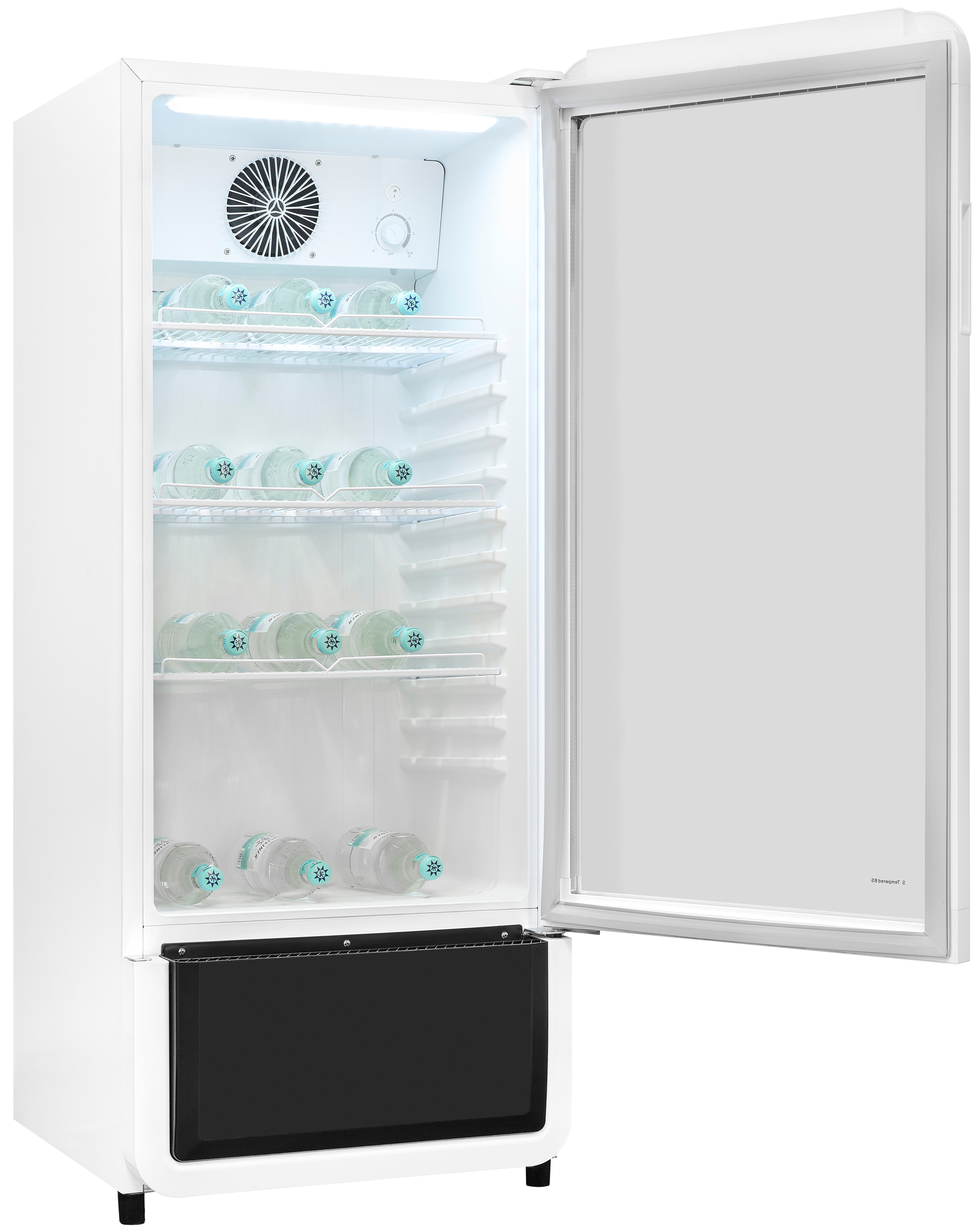 exquisit Getränkekühlschrank GKS180-GT-431D weiss, 132,5 cm hoch, 54 cm breit, mit Umluftventilator für gleichmäßig gekühlte Getränke
