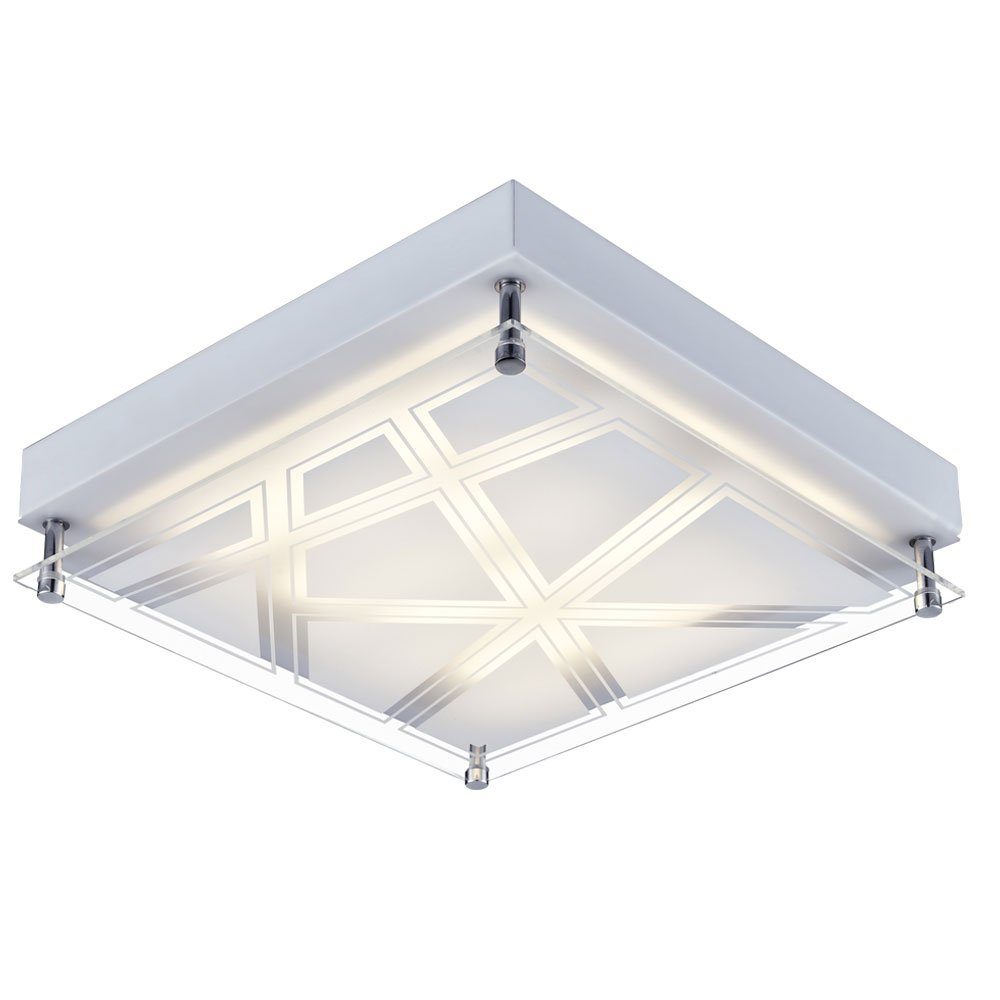 Esto LED Deckenleuchte, LED-Leuchtmittel fest verbaut, Neutralweiß, Deckenleuchte Deckenlampe Muster Wohnzimmer Beleuchtung silber in