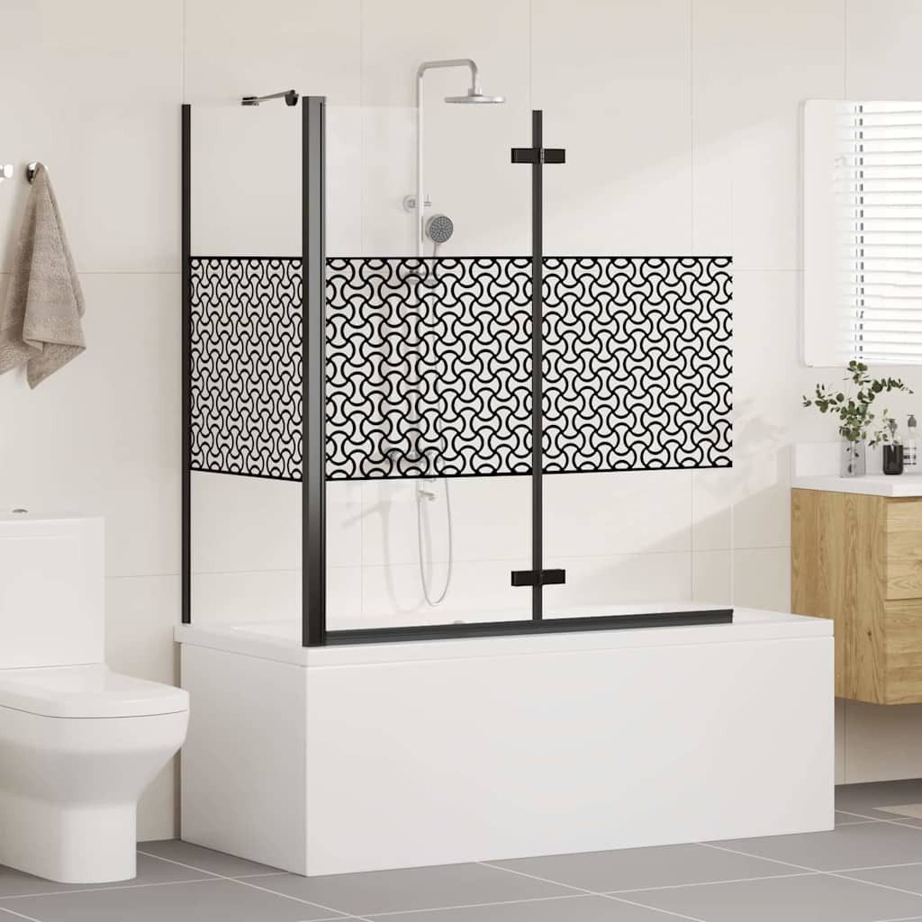 vidaXL Duschwand Badabtrennung Geometrisch Schwarz 120 x 67 x 129 cm, (1 tlg)