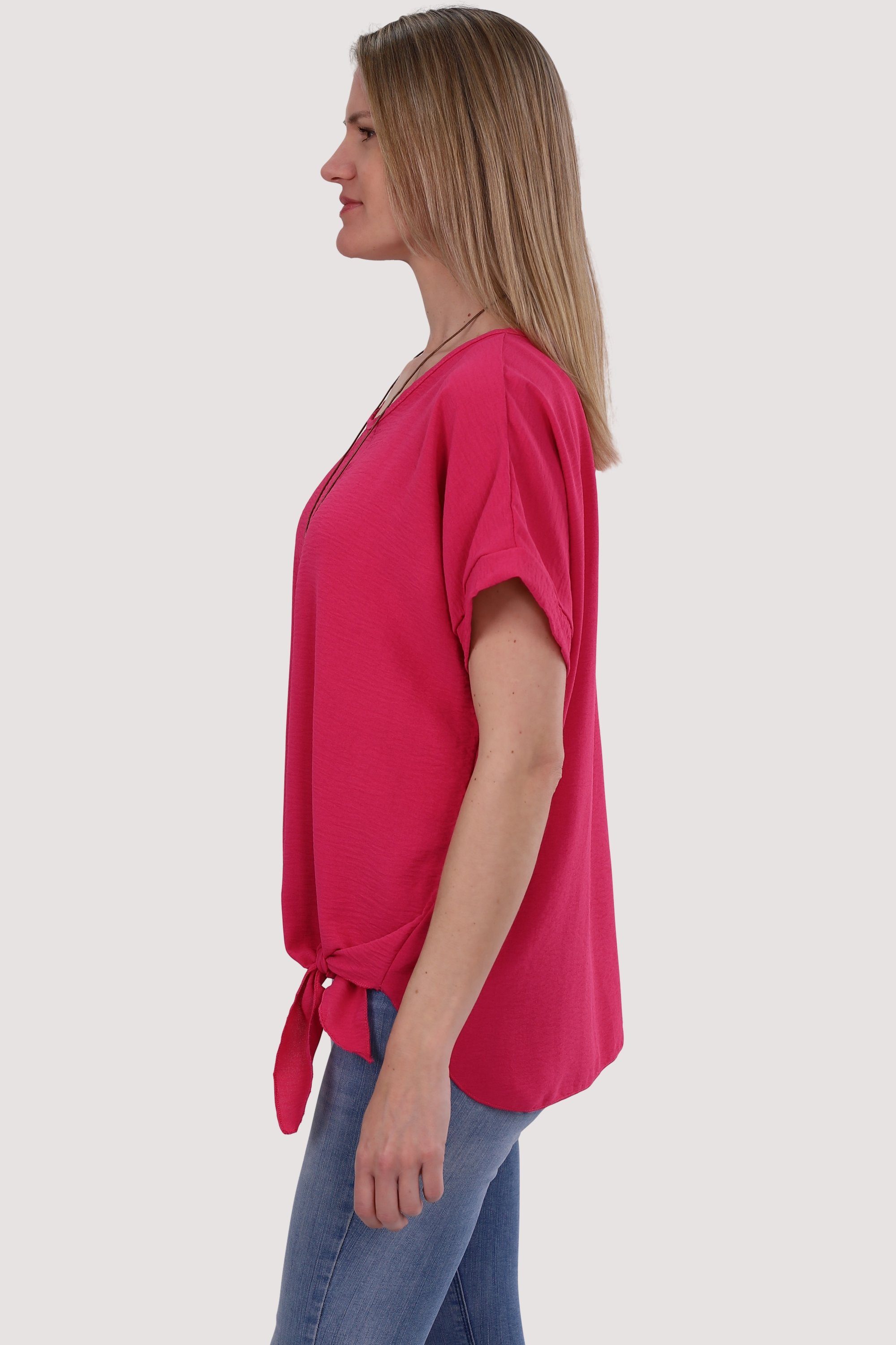 mit pink Blusenshirt Bindeknoten fashion 10508 than Kette Einheitsgröße und malito more