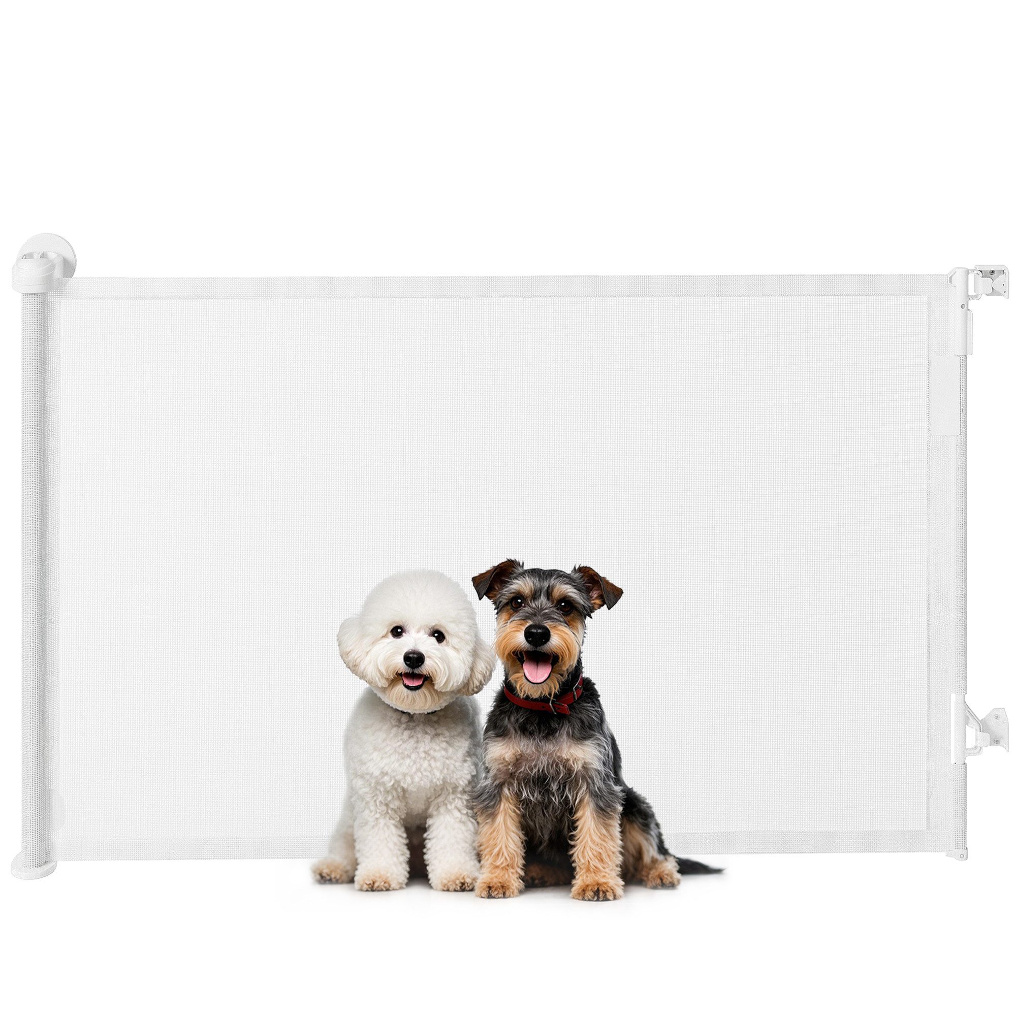 PawHut Hundegitter Schutzgitter mit Einhandbedienung für Haustiere (Treppenschutzgitter, 1 St., Ausziehbares Türschutzgitter), für Treppen Türen Innen- und Außenbereich Weiß