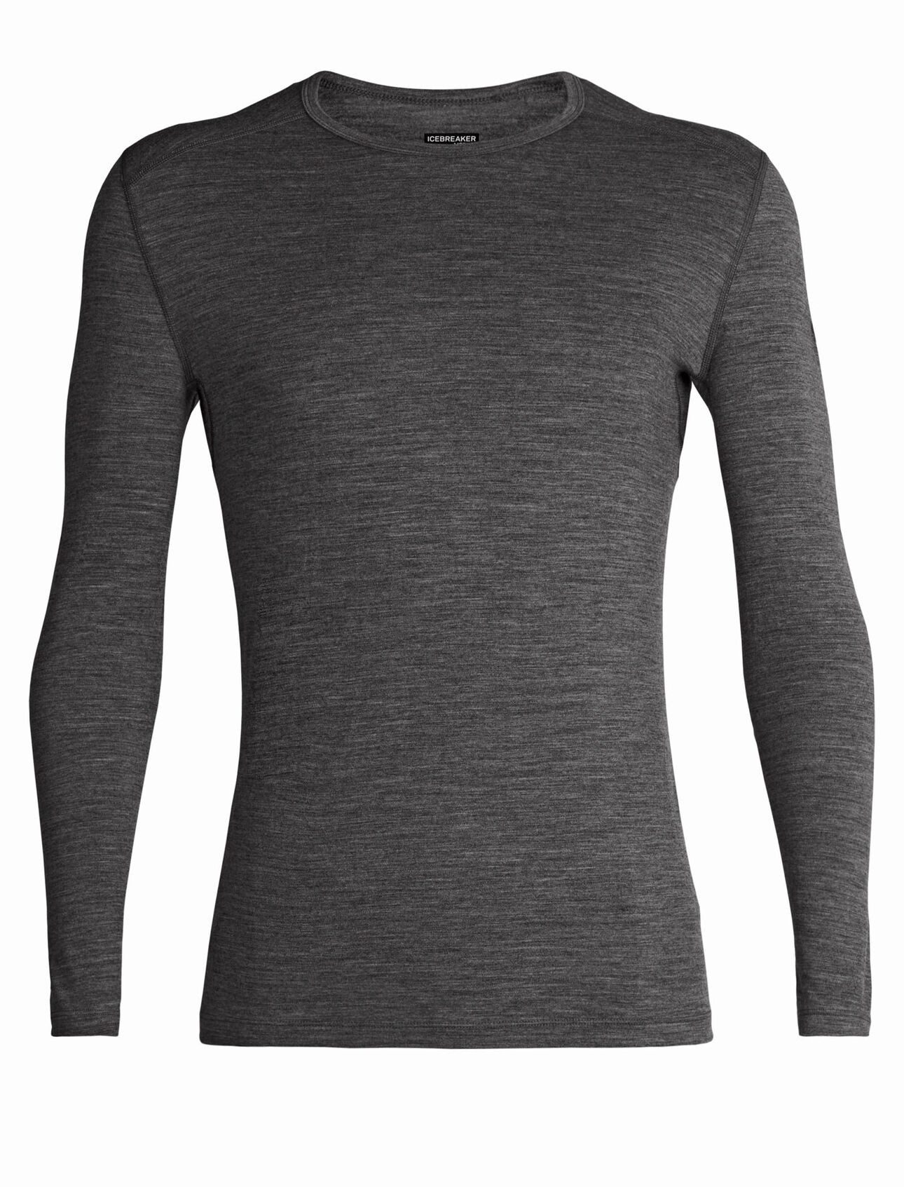 Icebreaker Langarmshirt Unterwäsche 200 Oasis LS Crewe - Merinowolle, enganliegend - grau