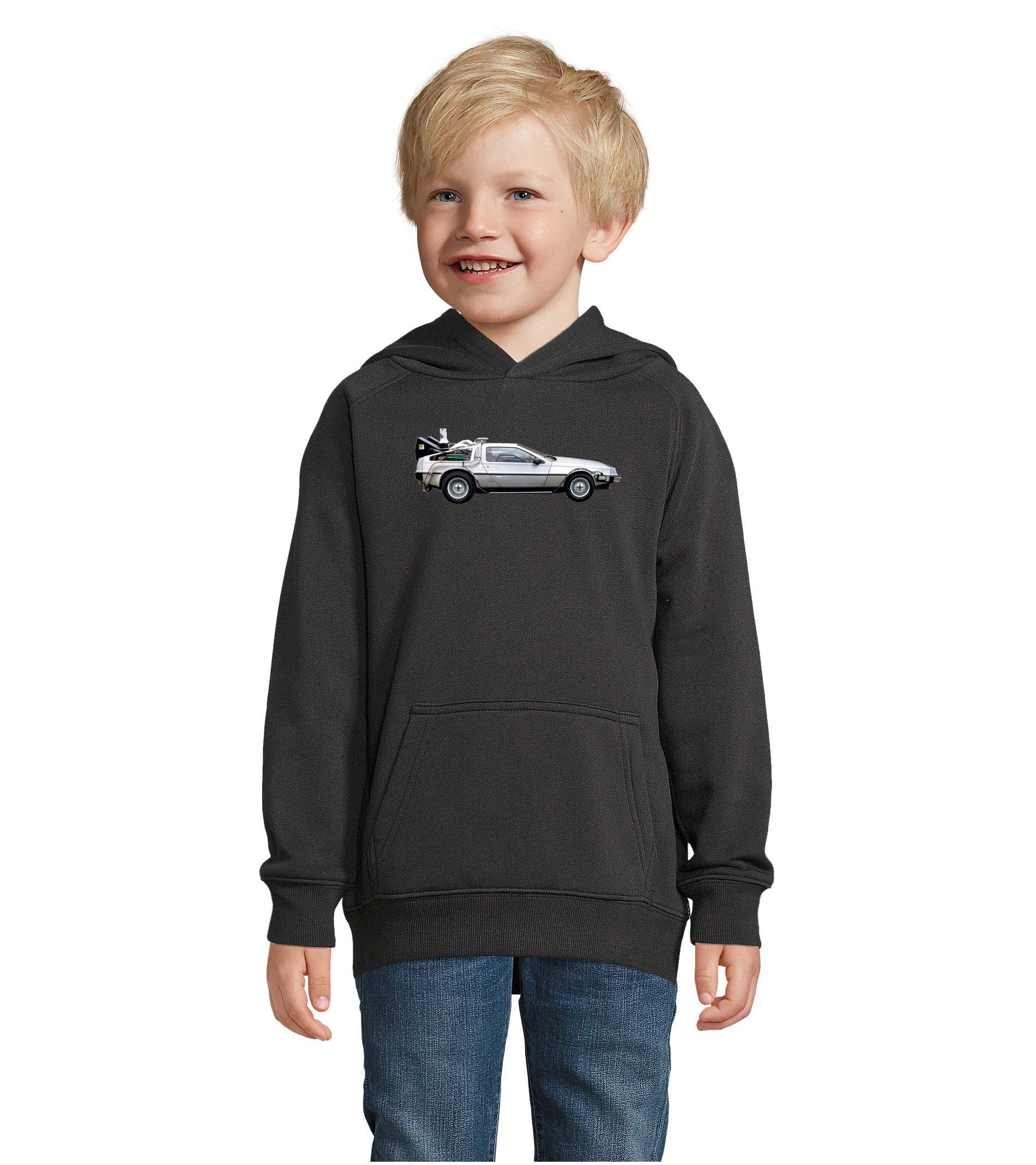 Hoodie Kinder Jungen & Mädchen Delorean Auto Zukunftsreise Zeitmaschine