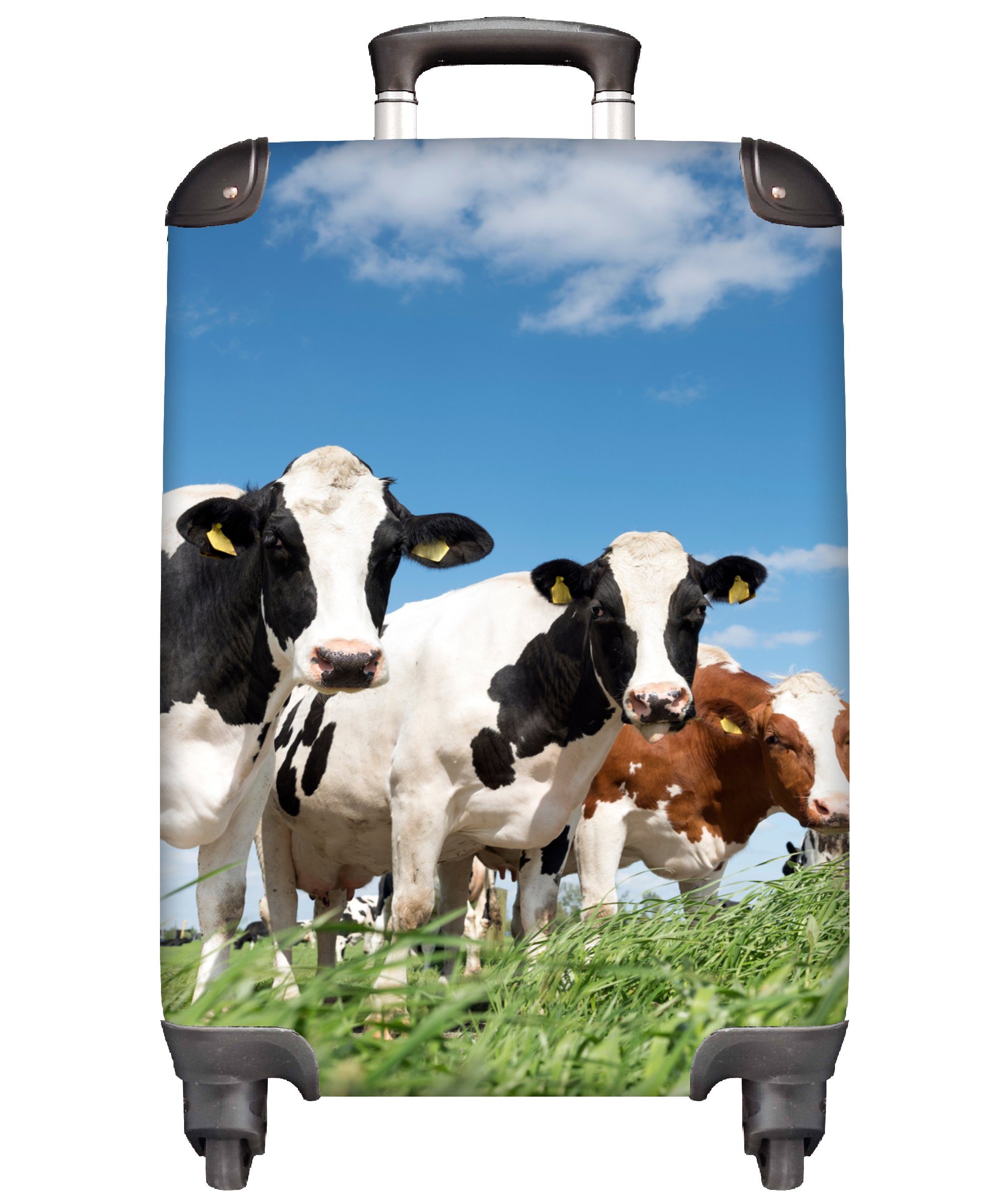 MuchoWow Handgepäckkoffer Kühe - Landleben - Weide - Natur - Tiere, 4 Rollen, Reisetasche mit rollen, Handgepäck für Ferien, Trolley, Reisekoffer