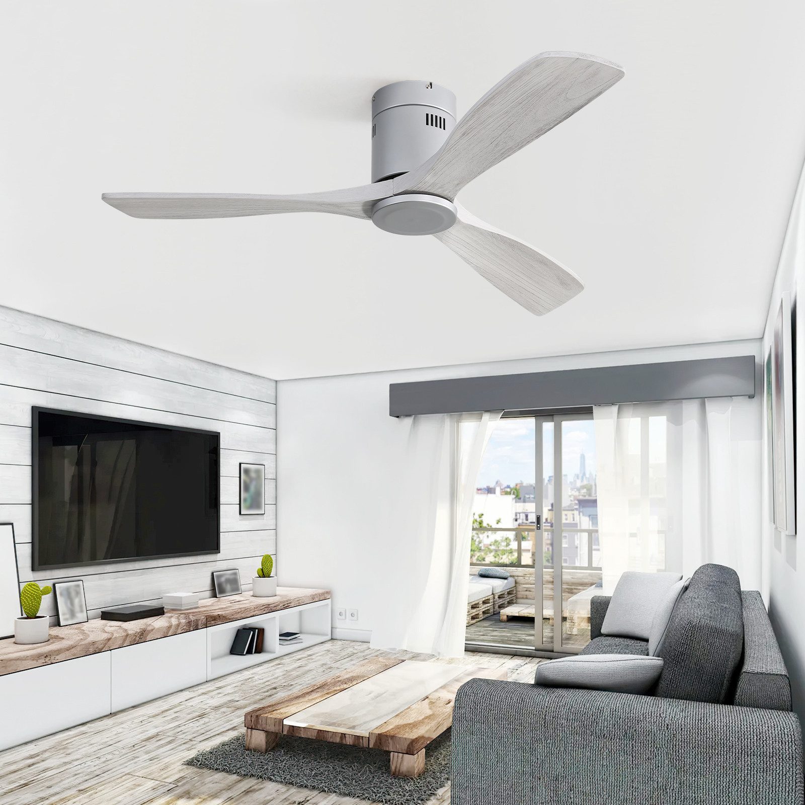 Sofucor Deckenventilator aus Massivholz ohne Licht, 136 cm, mit reversibler günstig online kaufen