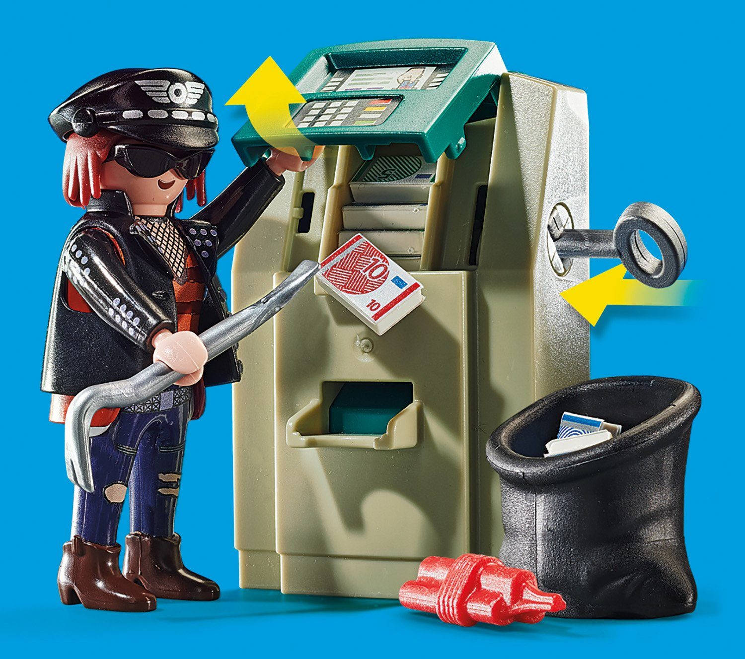 Playmobil® Polizei-Motorrad: Verfolgung des Geldräubers (70572), My Action Heroes Konstruktions-Spielset, (32 St), Made in Europe