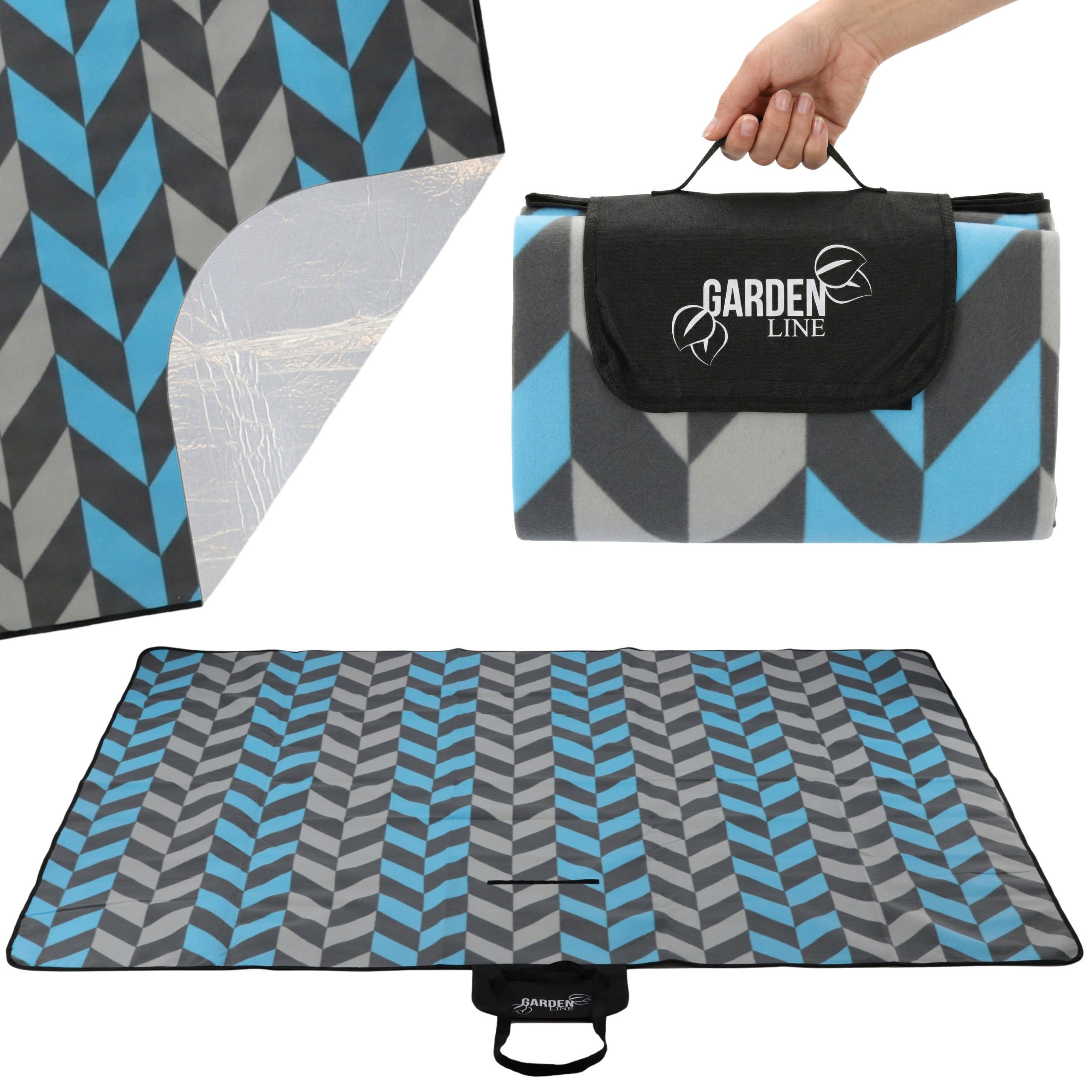 Picknickdecke Thermo-Picknickdecke wasserfest mit Tragegriff 200x200 cm, Thermo