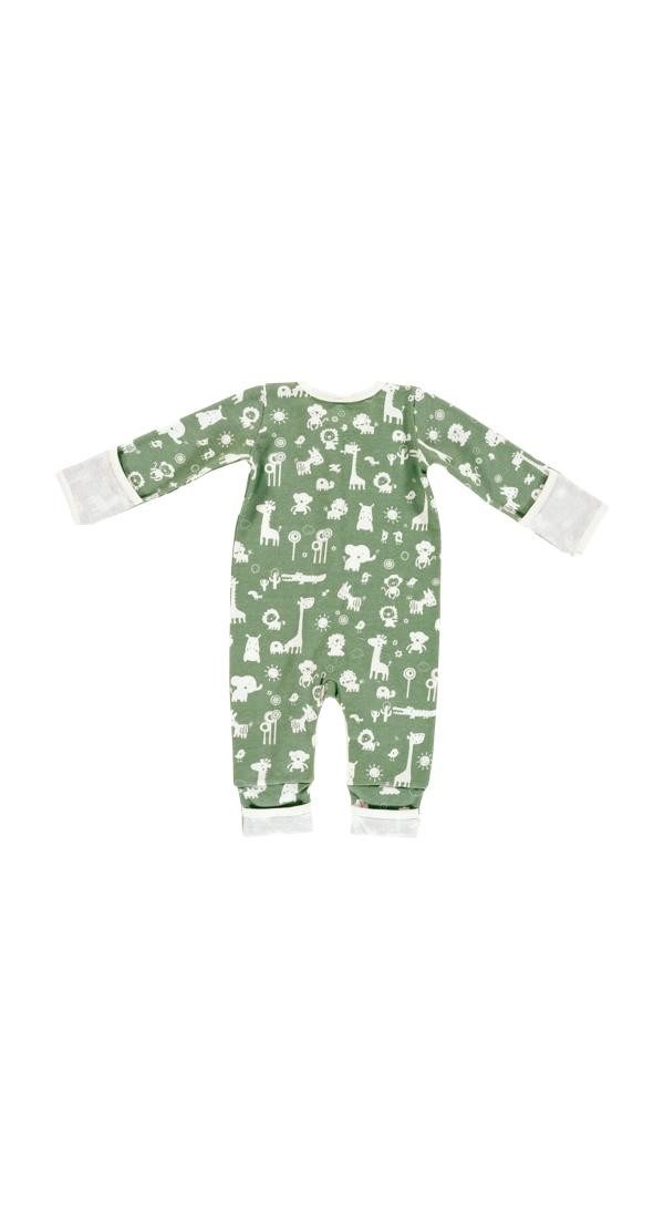 Alvi® Schlafoverall Pyjama mit Klappbündchen Bio-Baumwolle (1-tlg) praktische Druckknöpfe