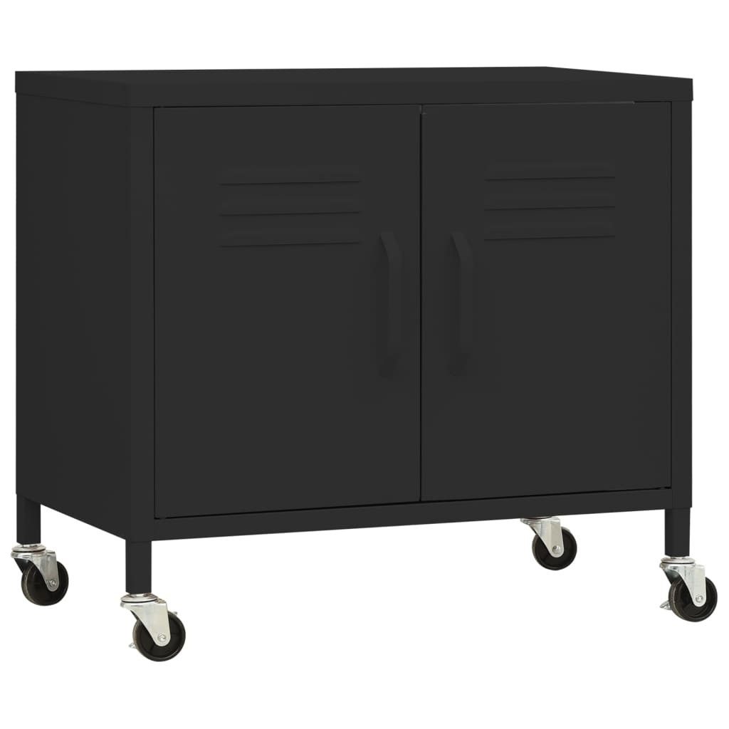 furnicato Container Stahlschrank Schwarz 60 x 35 x 56 cm mit Rollen und verstellbarem (1-St)