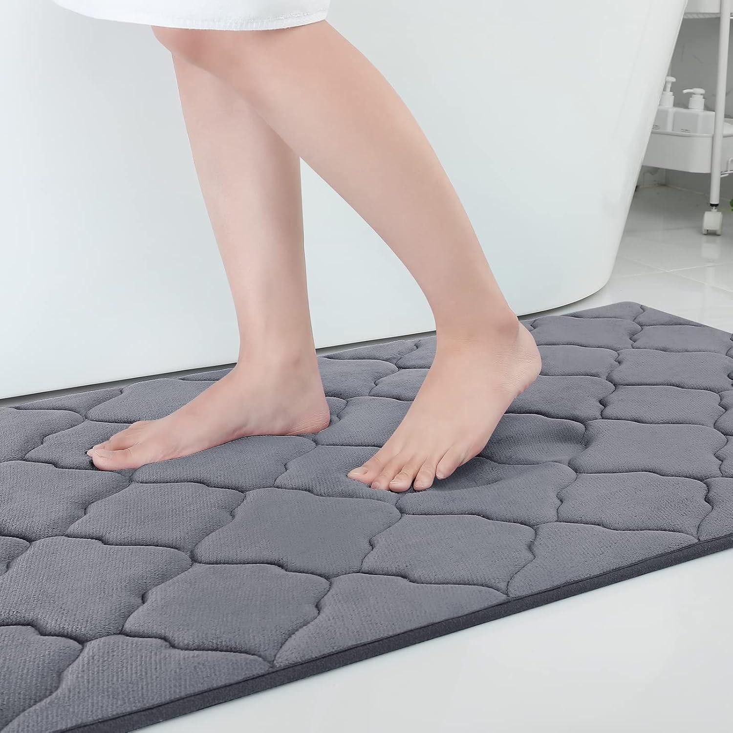 LuxusKollektion Schaum-Badematte Badezimmerteppich Memory Foam 60x90 Dunkelgrau, Höhe 10 mm, rutschhemmend beschichtet, Memory Schaum, Textil, rechteckig