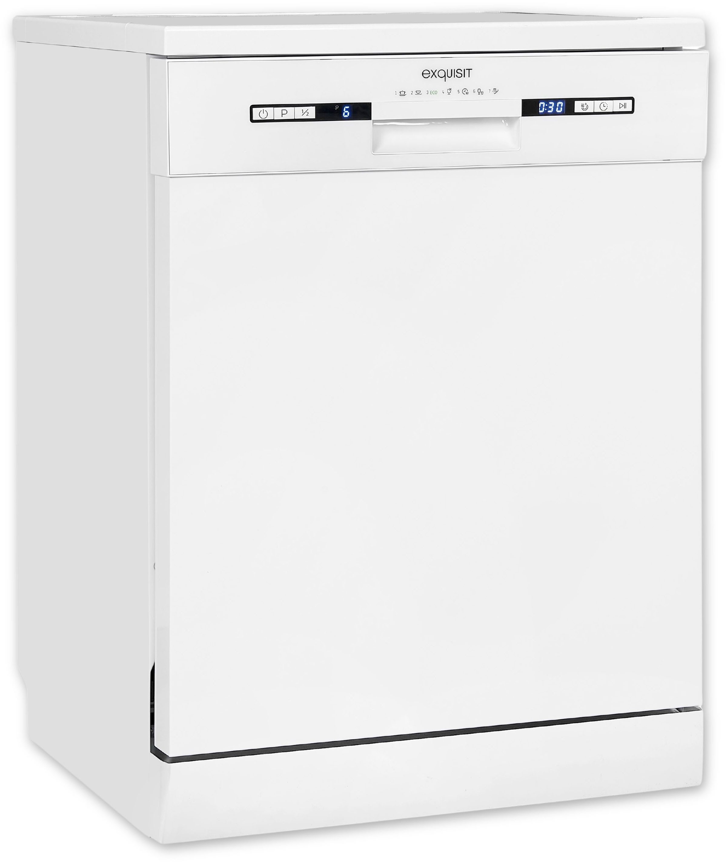 exquisit Standgeschirrspüler GSP9313-030E weiss, 13 Maßgedecke, Stand-/Unterbaugerät, 13 Maßgedecke – 7 Programme mit LED & Timer