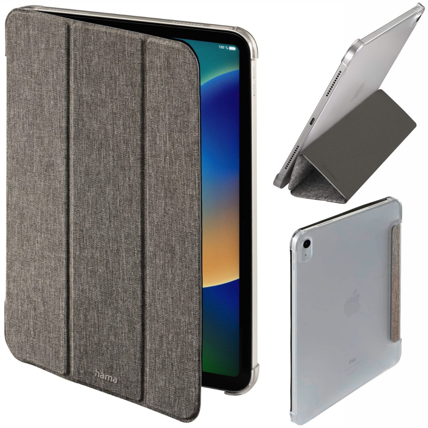 Hama Tablet-Hülle Terra Smart Case Tasche Cover Grau, Book Standfunktion Schutz-Hülle Etui für Apple iPad 10 Gen. 2022 10,9"