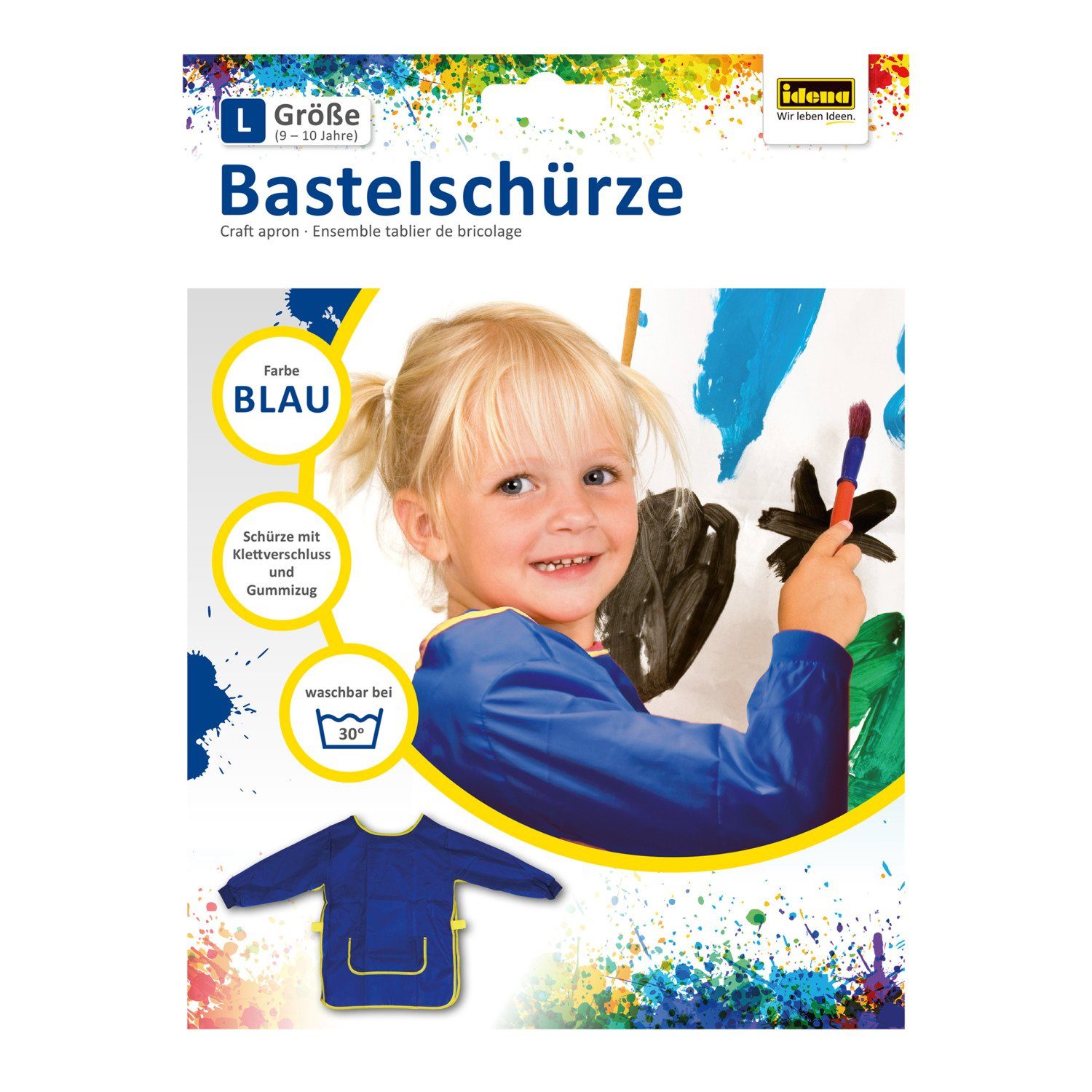 Idena Malschürze Idena 611187 - Bastelschürze für Kinder von 9 bis 10 Jahren mit langen