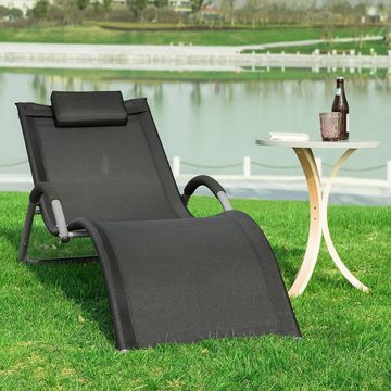SoBuy Gartenliege OGS38, Sonnenliege Relaxstuhl Liegestuhl mit Kopfkissen Strandliege