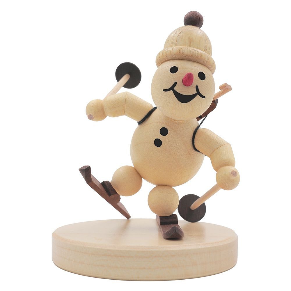 Drechslerei Volkmar Wagner Räuchermännchen Schneemann Junior „laufender Biathlet“ - 9 cm - Original Erzgebirge