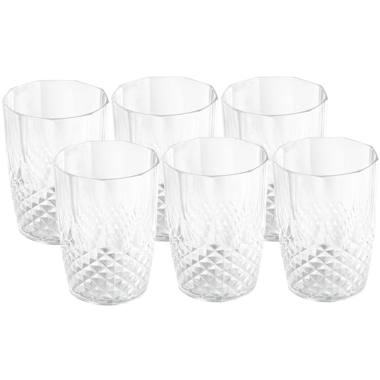 *Alpina* Glas 6er-Set Kunststoff-Wassergläser 400 ml Kristalleffekt, Bruchfest, 6-tlg., in Kristalloptik, bruchfest & spülmaschinengeeignet & wiederverwendbar