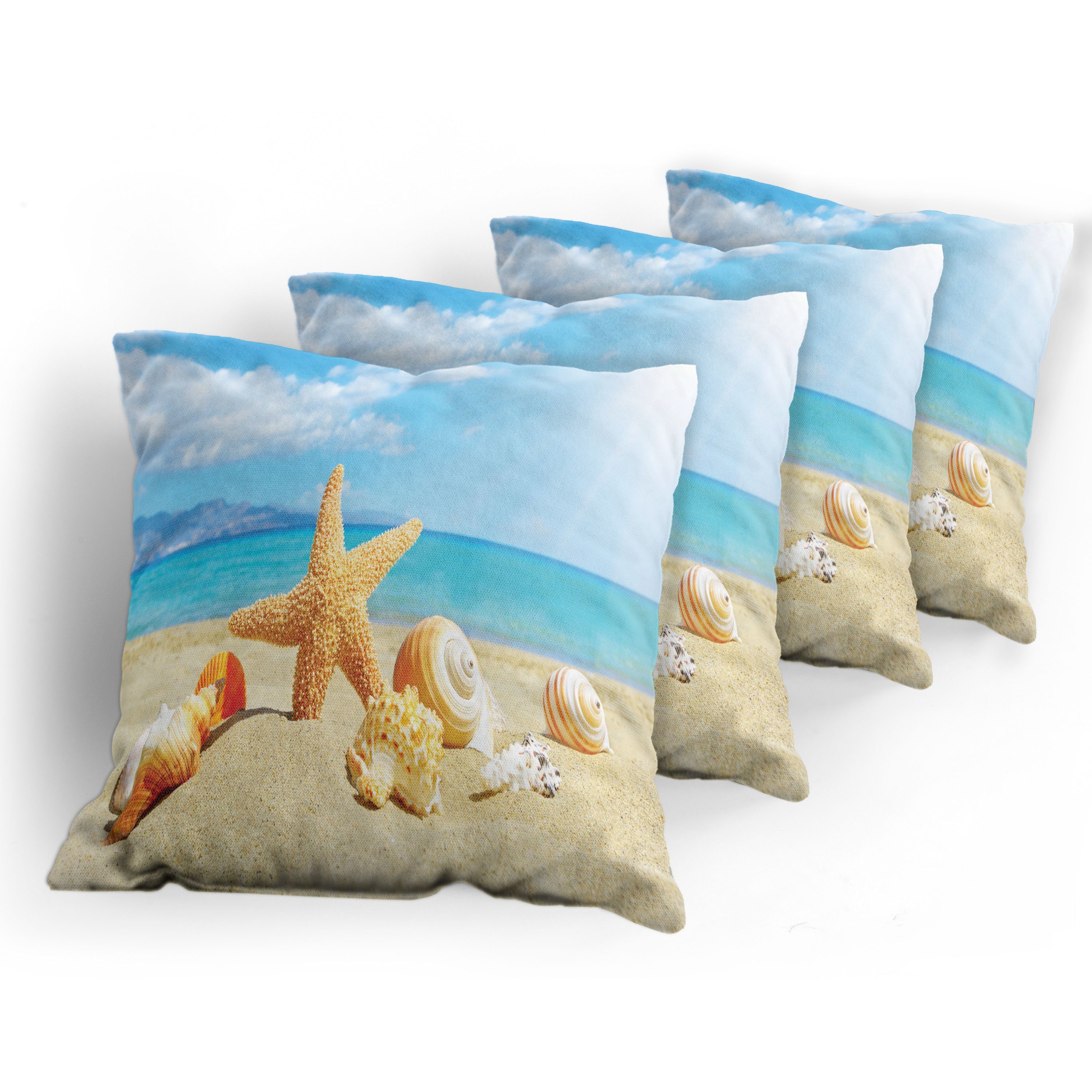 Kissenbezüge Seestern mit Accent Stück), Digitaldruck, Modern Strand-Sand Doppelseitiger Abakuhaus (4 Sommer
